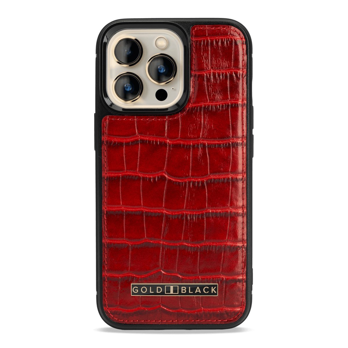 GOLDBLACK Handyhülle GOLDBLACK iPhone 13 Pro MagSafe Leder Case Kroko-Prägung rot