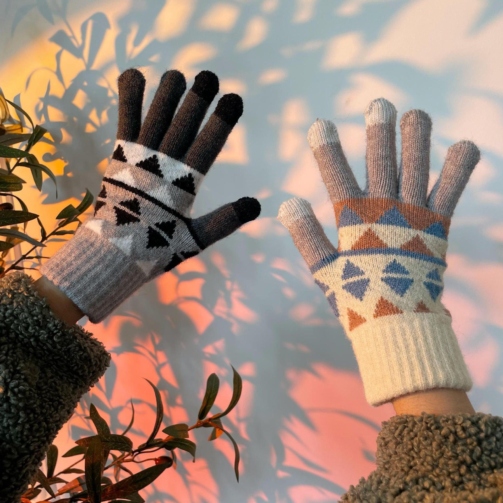 Touchscreen ZanMax Khaki Warm Paar Handschuhe Handschuhe Winter Strickhandschuhe gestrickte 1