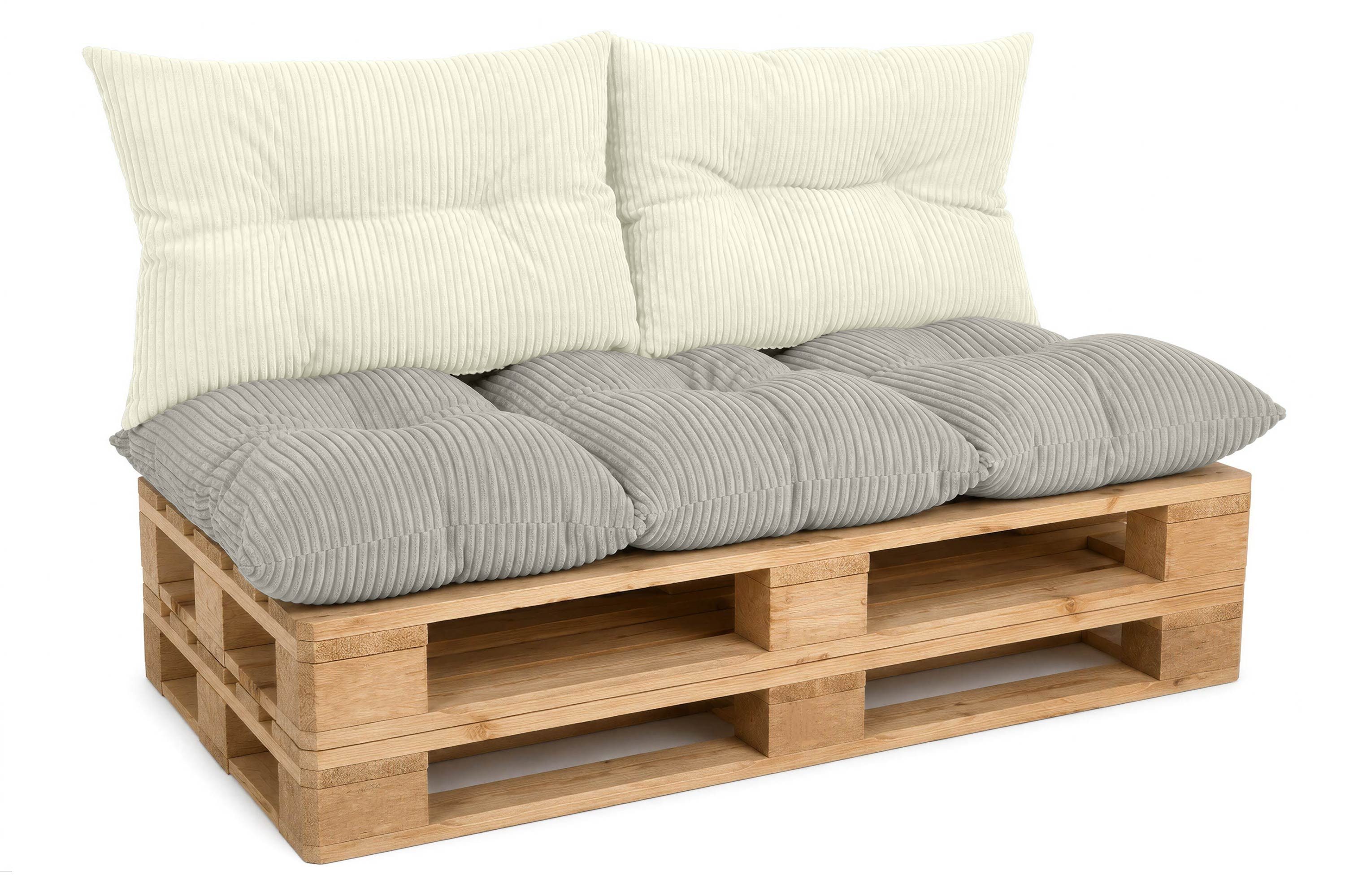 Amilian Palettenkissen Palettenauflagen Set 3-tlg., 120x80 cm + 2x 40x60 cm, für Palettenmöbel, Balkon, Terrasse und Wohnbereich
