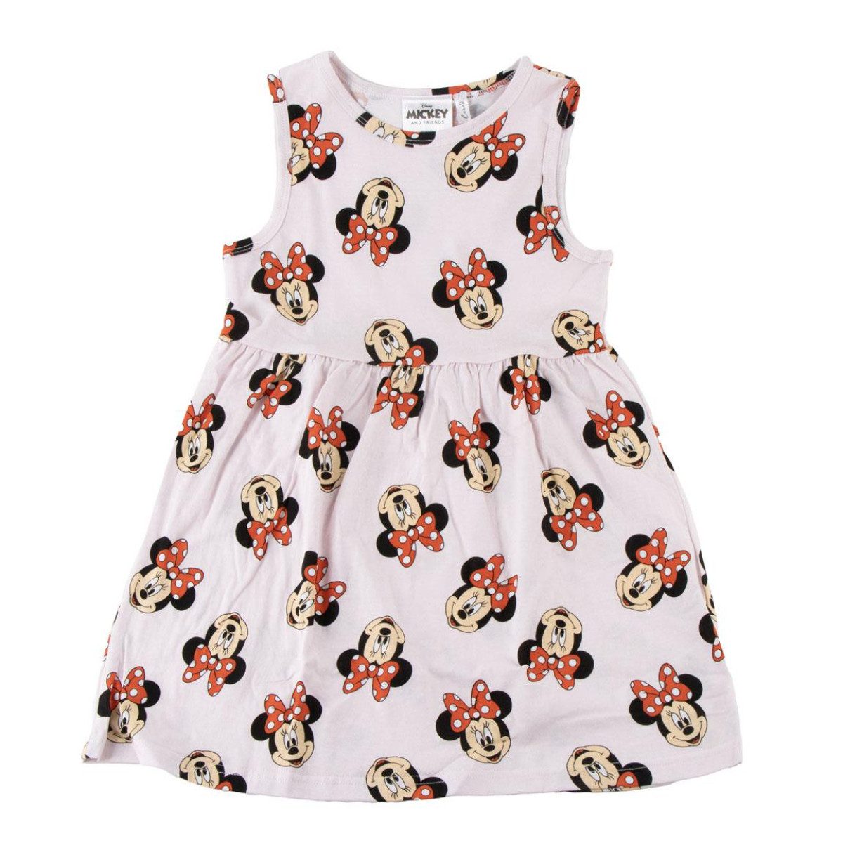 Disney Minnie Mouse Sommerkleid Kinder Jersey Kleid Baumwolle Single Jersey (Packung, Einteilig)