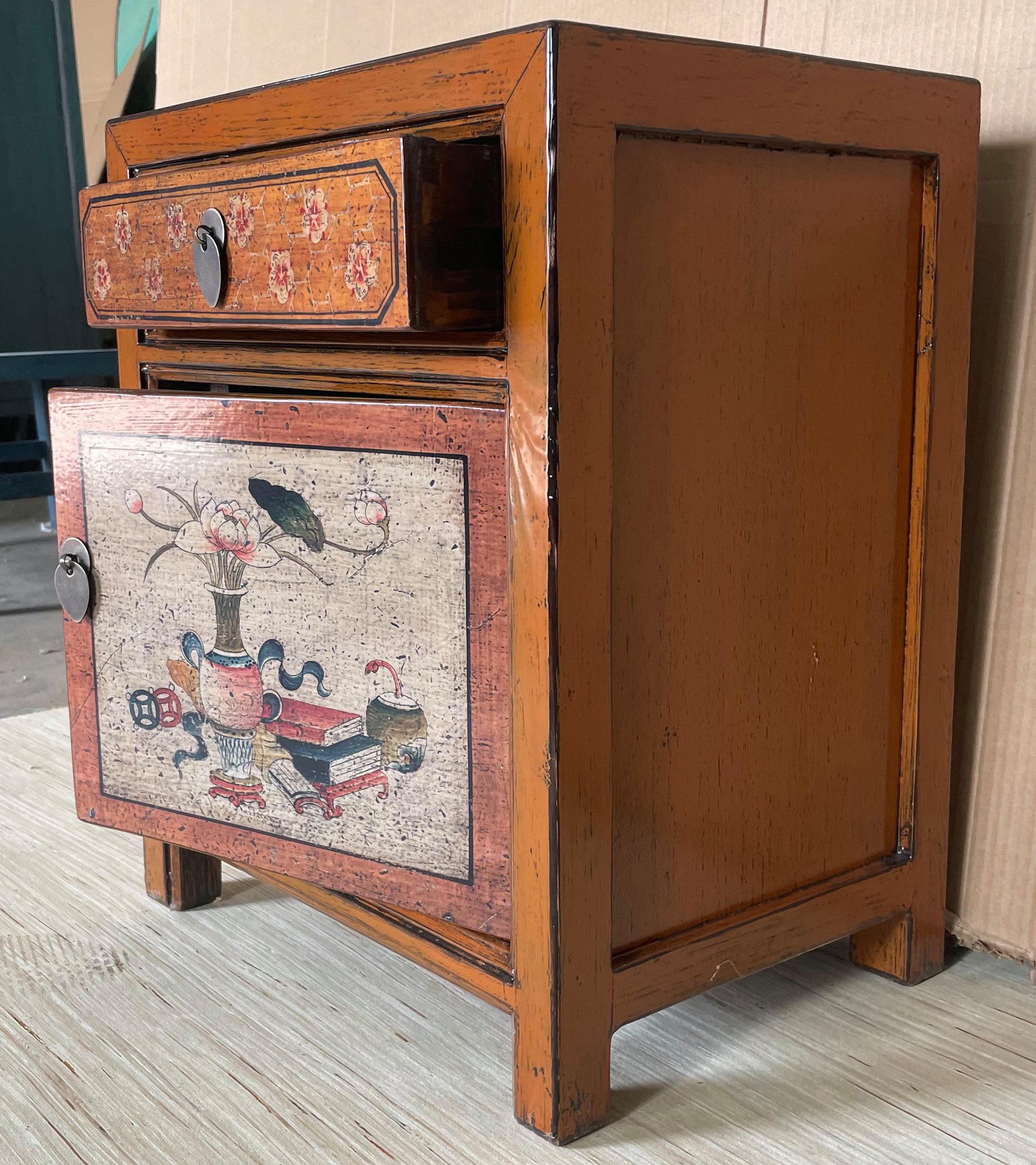 OPIUM OUTLET Nachttisch Nachtkästchen Nachtschrank Schränkchen Nachtkonsole (Breite x Tiefe x Höhe: 45 x 33 x 55 cm / Kommode Vintage-Stil, Asia Möbel komplett montiert), asiatisch chinesisch orientalisch