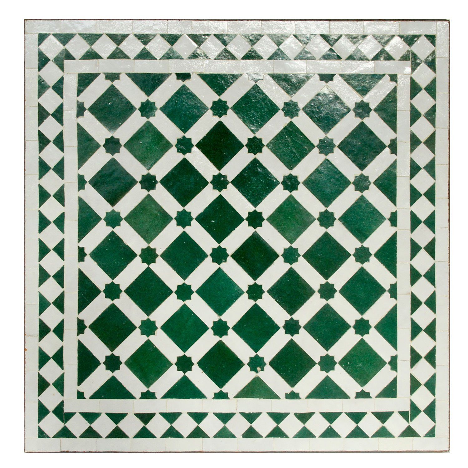 Casa Moro Gartentisch »Couch Mosaiktisch 60x60 cm Grün Weiß Glasiert mit  Gestell Höhe 50cm« (Kunsthandwerk aus Marokko), Handmade, Dekorativer  Balkontisch Sofatisch Beistelltisch, MT2100