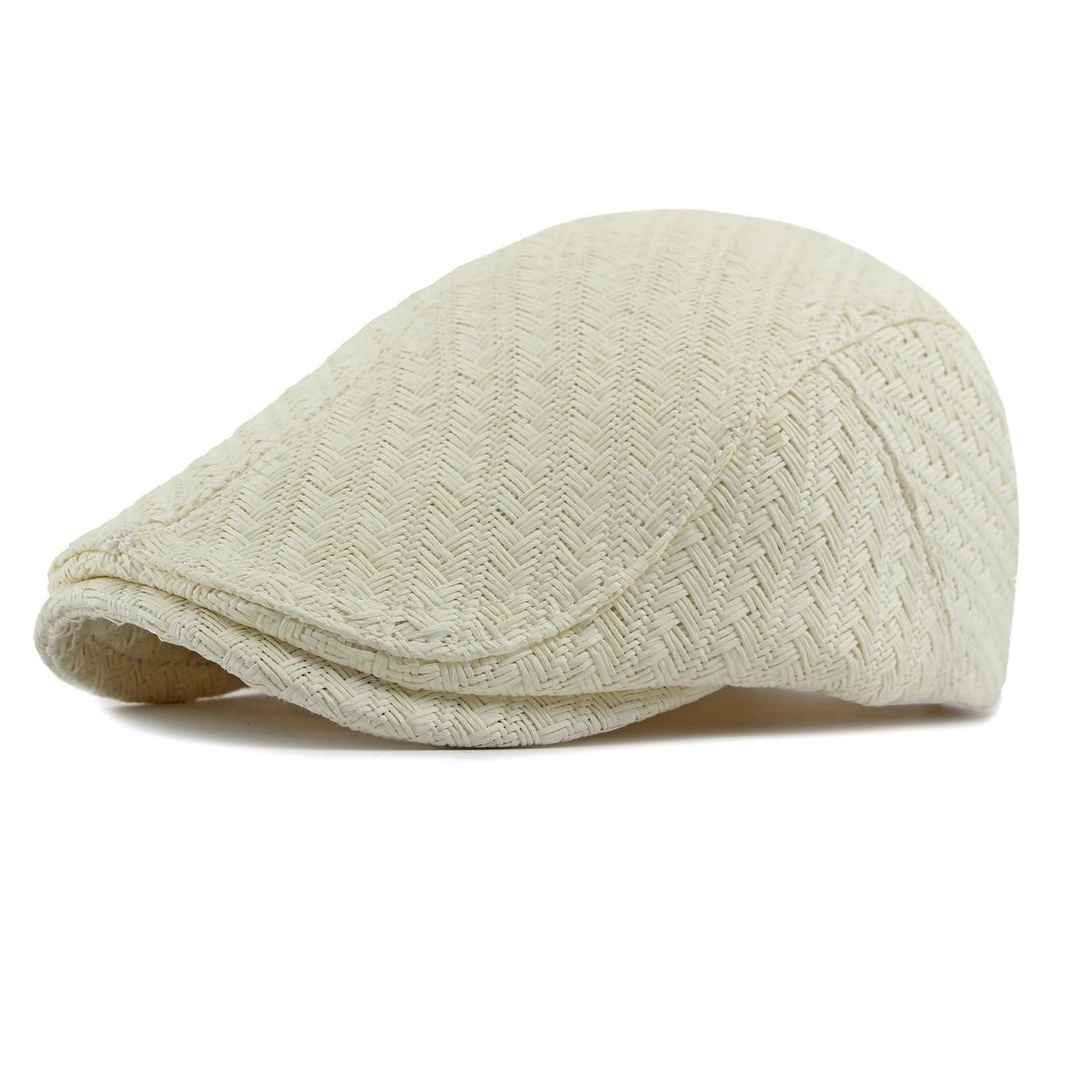 LuxusKollektion Baskenmütze Barett Herren Damen Stroh Sommerhut Baskenmütze Einheitsgröße Beige