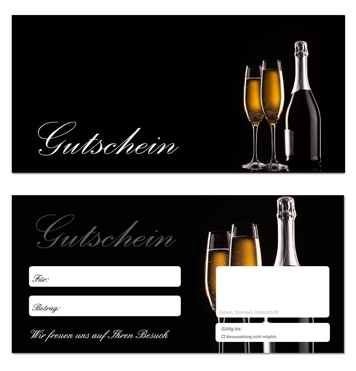 Geschenkkarte Geschenkgutscheine Jubiläum Geburtstag Hochzeit Gastronomie (Sekt-650)