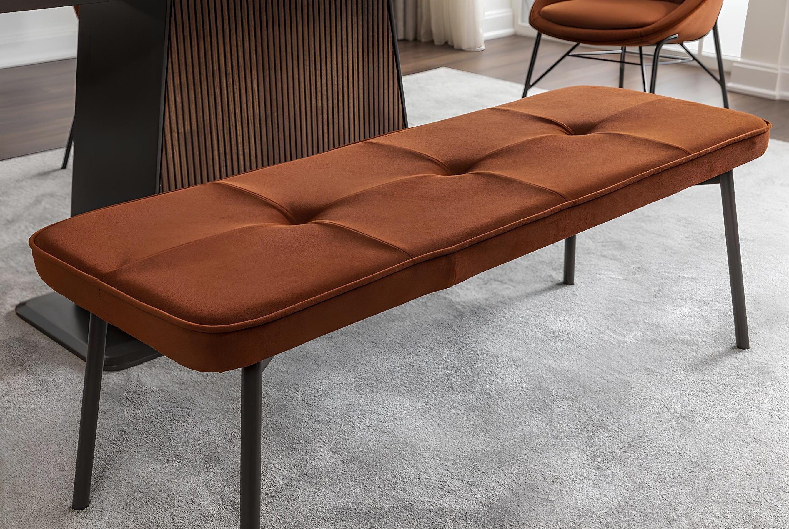 Xlmoebel Bettbank Polsterbank aus Holz mit orangefarbenem Stoffbezug modern (1-St., Polsterbank), Made in Europa