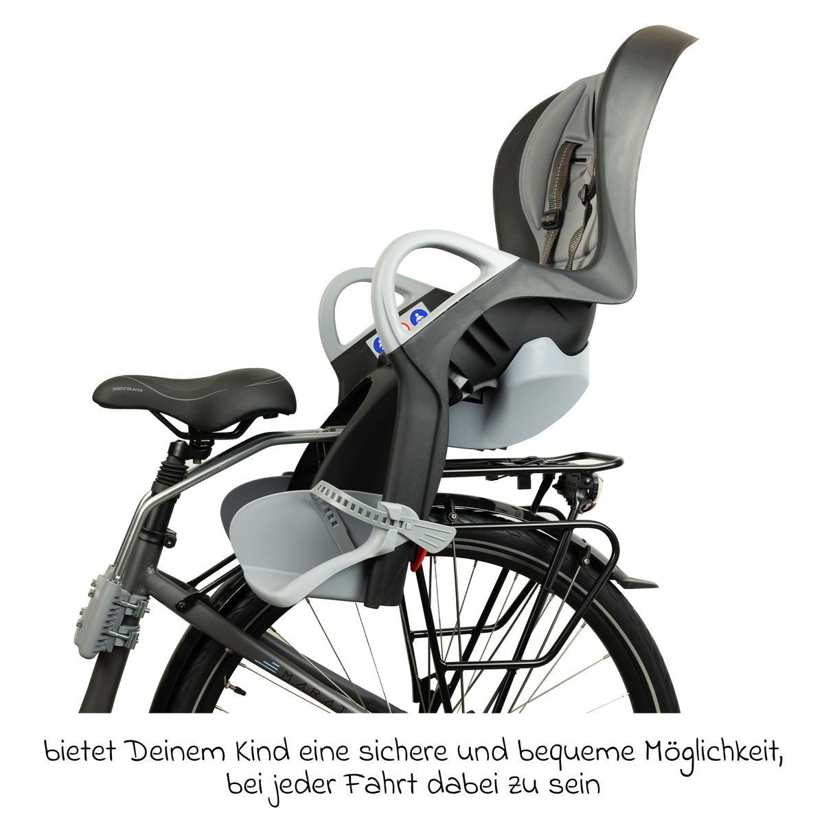 OK Baby Fahrradkindersitz 10+ - Schwarz, Kinder Fahrradsitz von 9 Monate bis 22 kg mit Sitzpolsterung