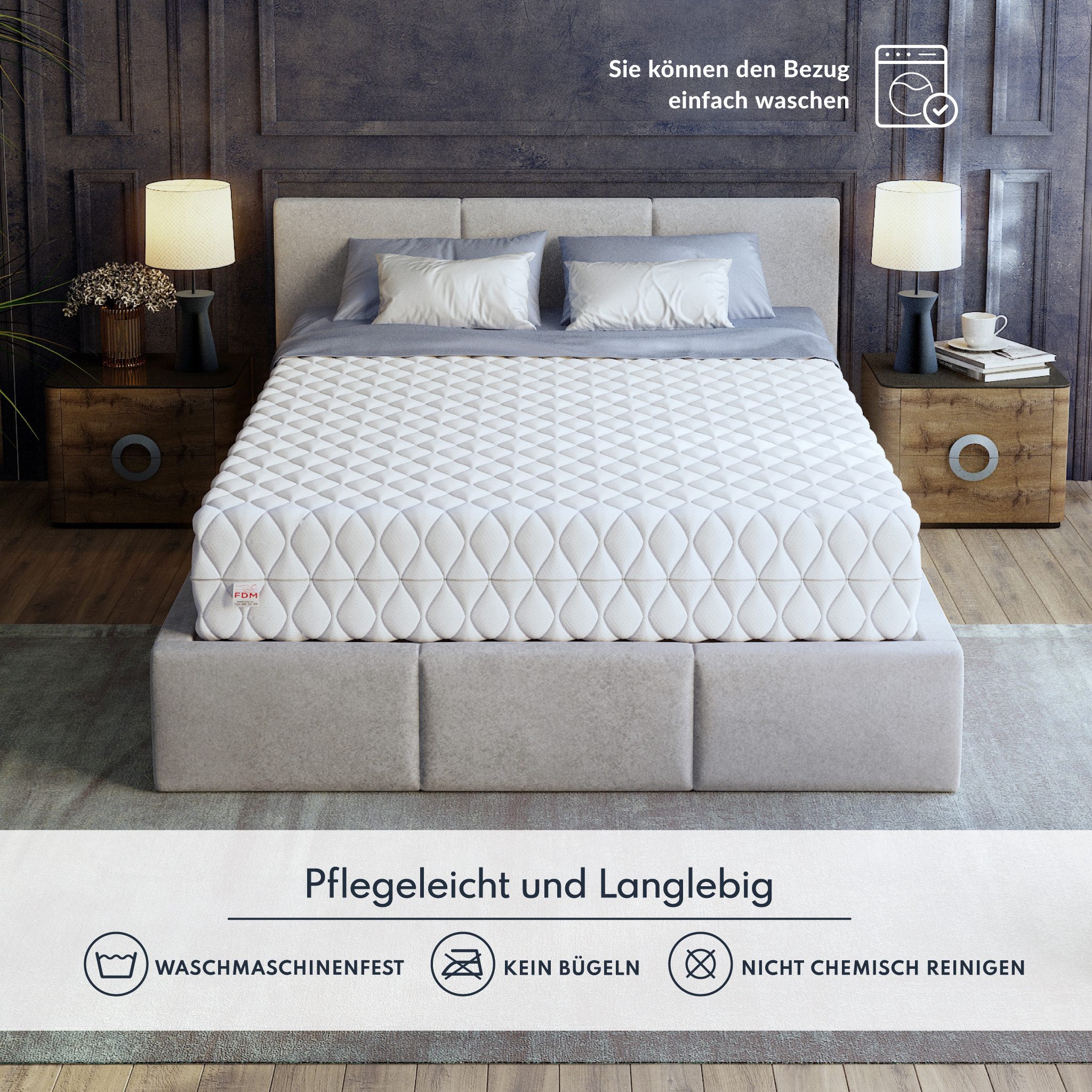 Taschenfederkernmatratze REGGIO Matratze 90x200, 140x200, 160x200, 180x200 cm & weitere Größen, FDM, 25 cm hoch, (Visco Memory Kokos, Allergiker geeignet)