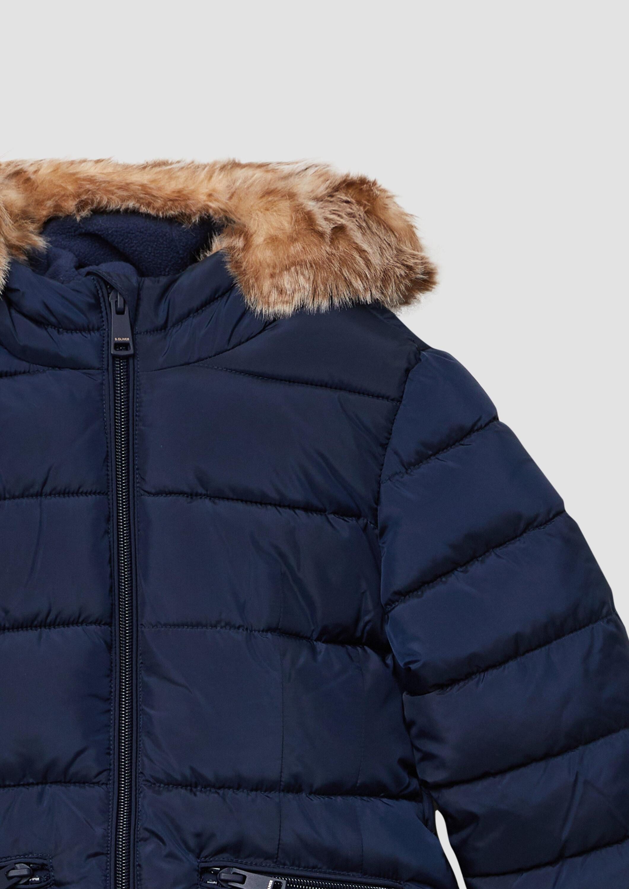 s.Oliver Winterjacke Outdoor-Jacke Steppjacke mit Kapuze und Fleece-Futter