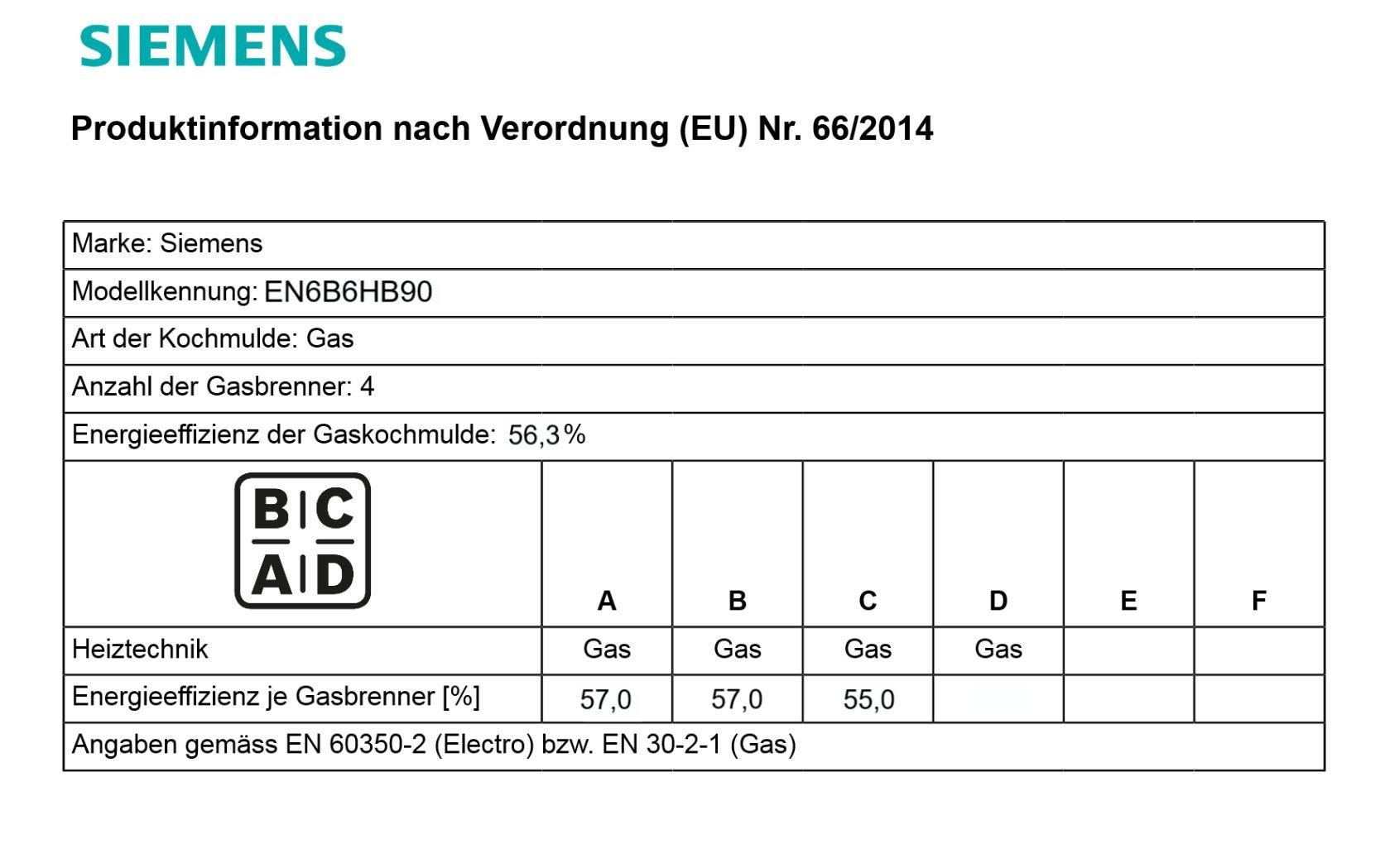 Gas-Kochfeld SIEMENS EN6B6HB90