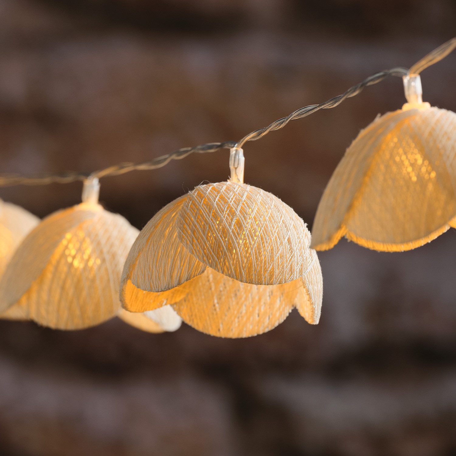 Lights4fun LED-Lichterkette LED-Wiesenblumen-Lichterkette mit Timer in Warmweiß