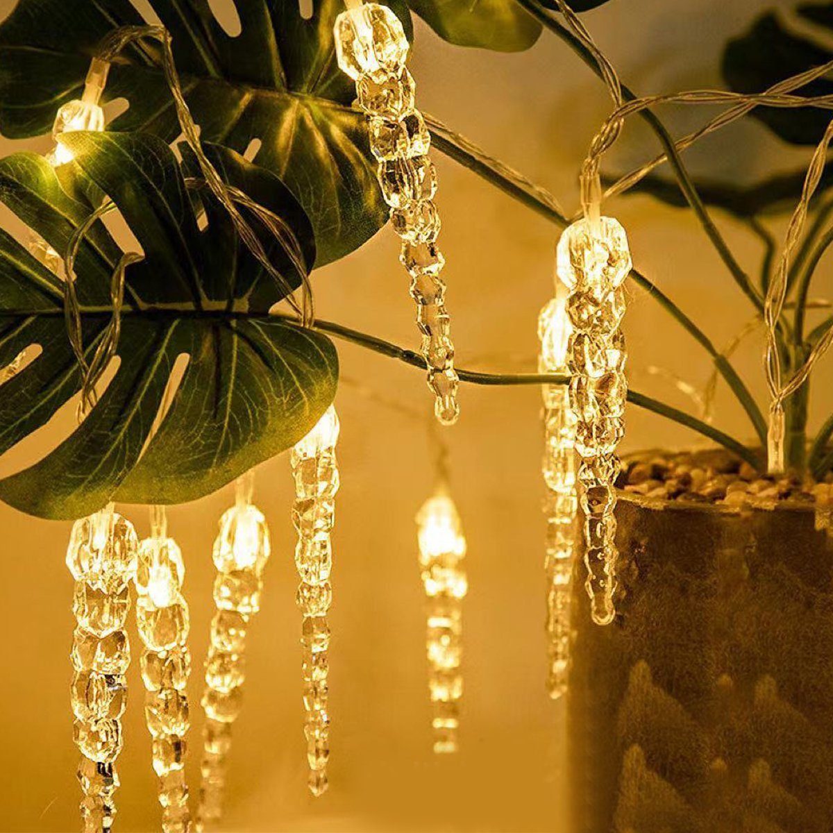 WILGOON Lichterkette LED Eiszapfen 8Modi Weihnachtsdeko 10m mit 15Spiralen, Wasserdicht