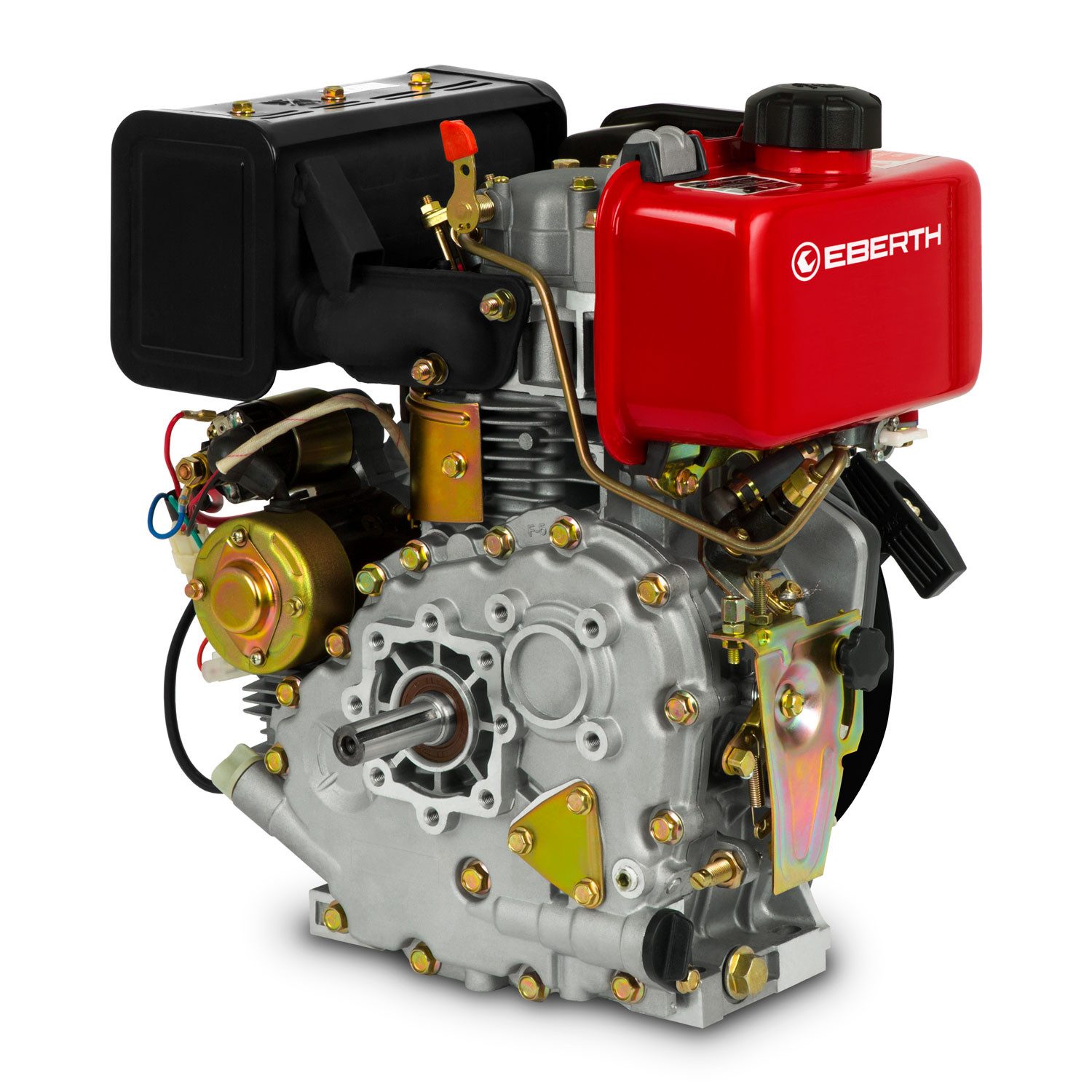 EBERTH Генераторы 4,2 PS / 3,1 kW Dieselmotor mit 19,05 mm Ø Welle, E-Start, (1-tlg), 17ah 12V Batterie, Standmotor mit Ölmangelsicherung, 4-Takt