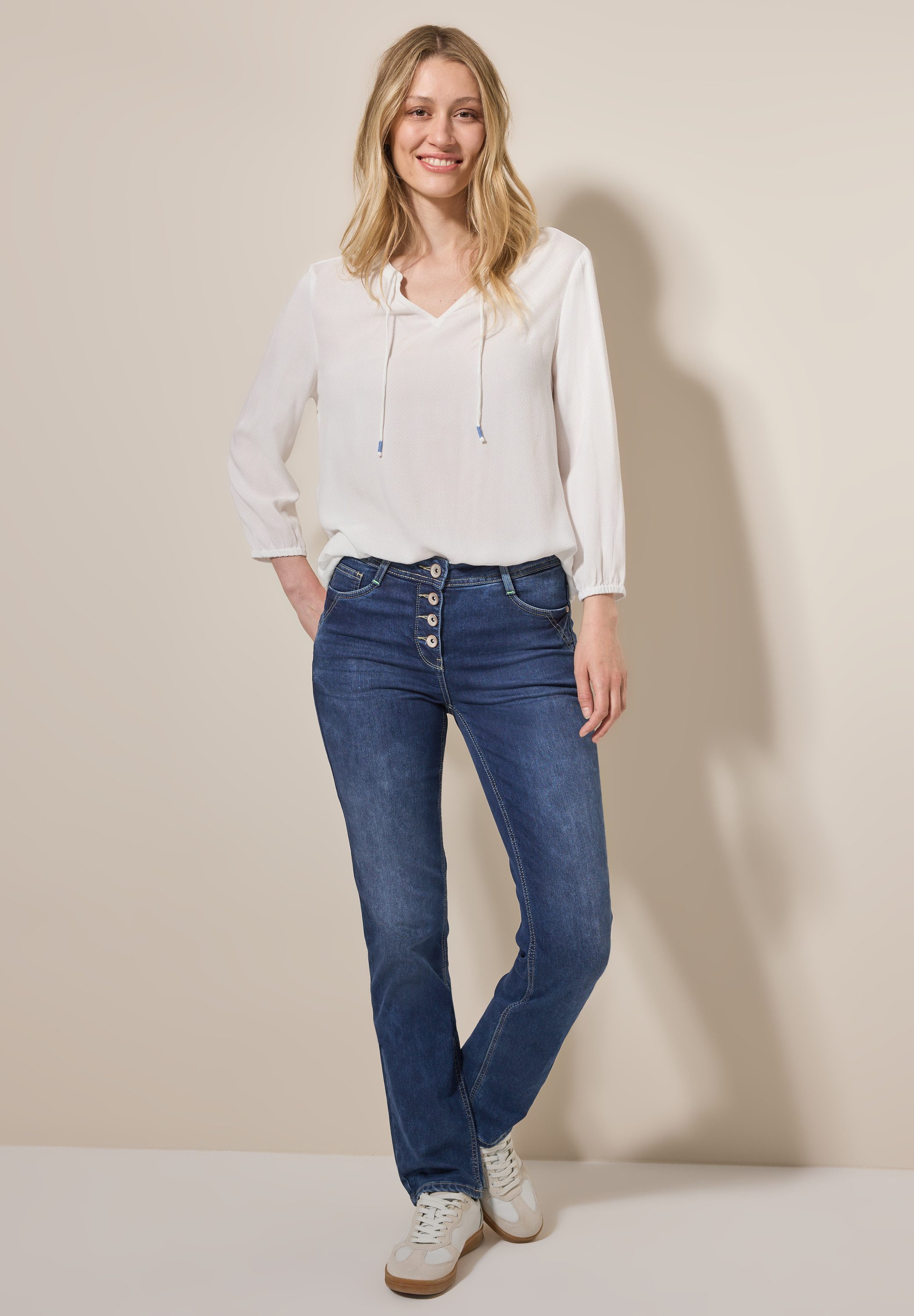 CECIL Straight-Jeans mit Knopfleiste