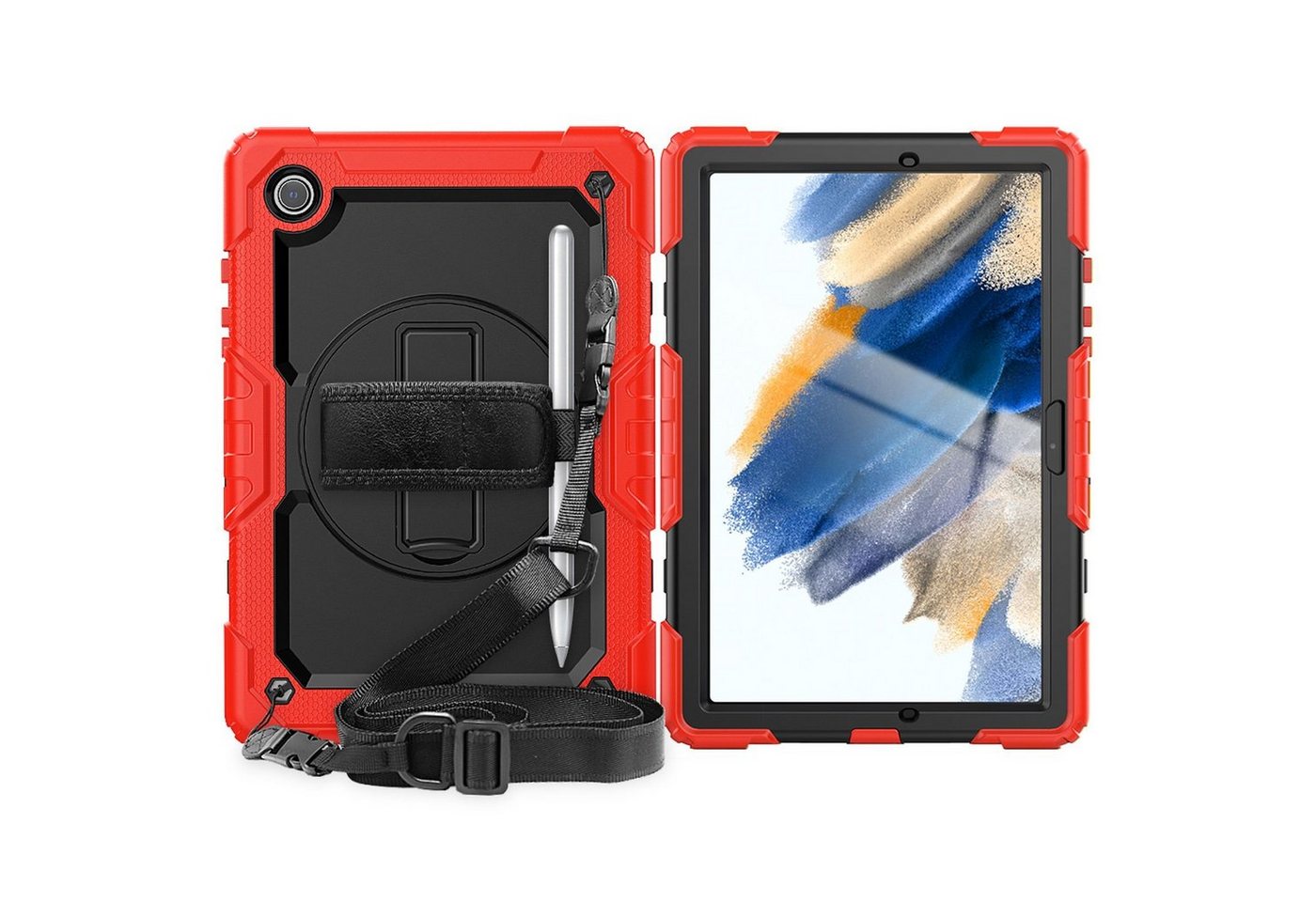 Lobwerk Tablet-Hülle 4in1 Hülle für Samsung Tab A8 X200 X206 10.5, Sturzdämpfung, Aufstellfunktion, Outdoor