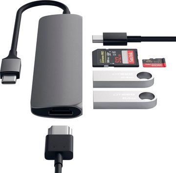 Satechi »Type-C Slim Multi-Port V2« Adapter zu USB Typ C, USB 3.0, HDMI, SD-Card, MicroSD-Card, 12 cm