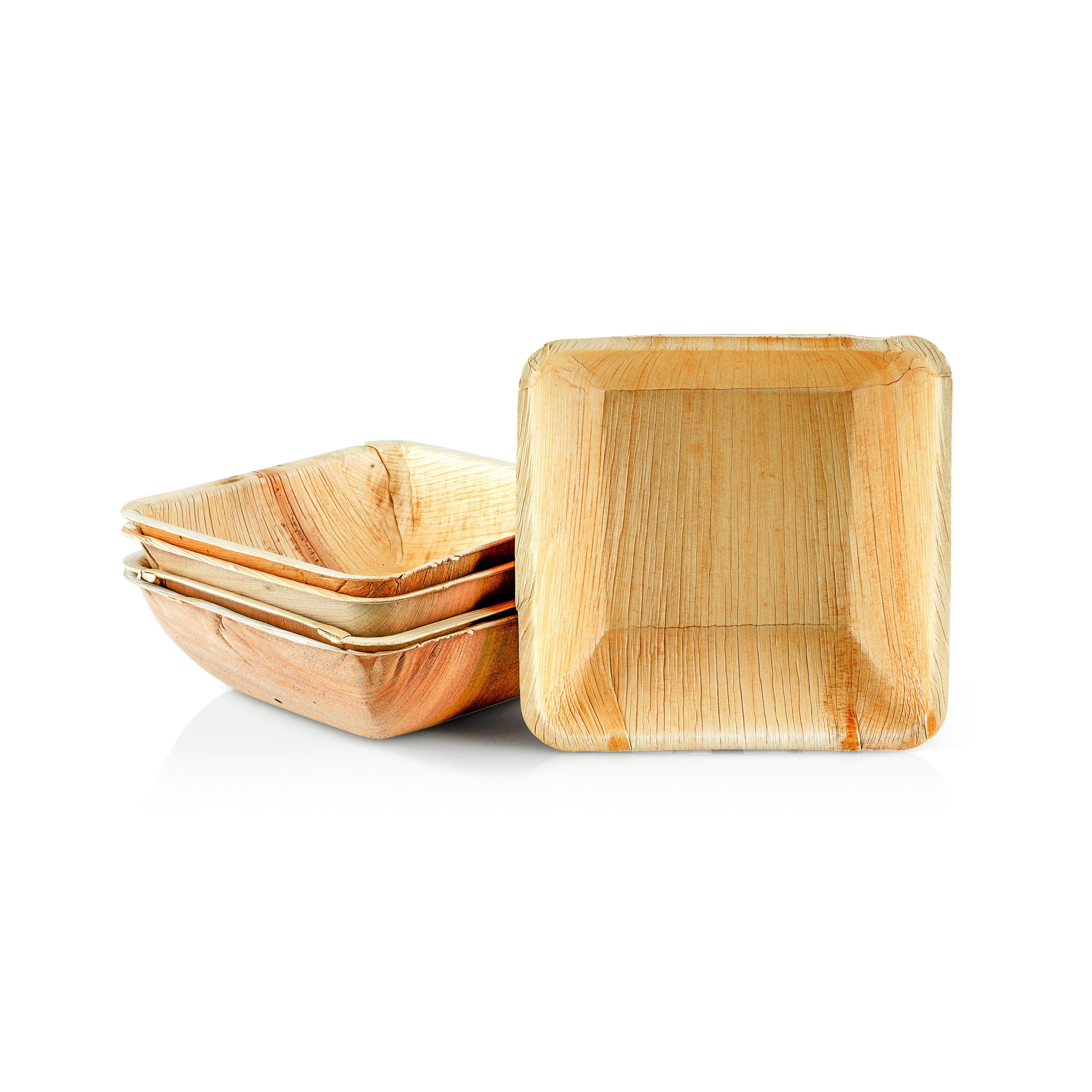 wisefood Einwegteller 25-tlg., Palmblatt Teller quadratisch tief 10x10cm, (25 St)