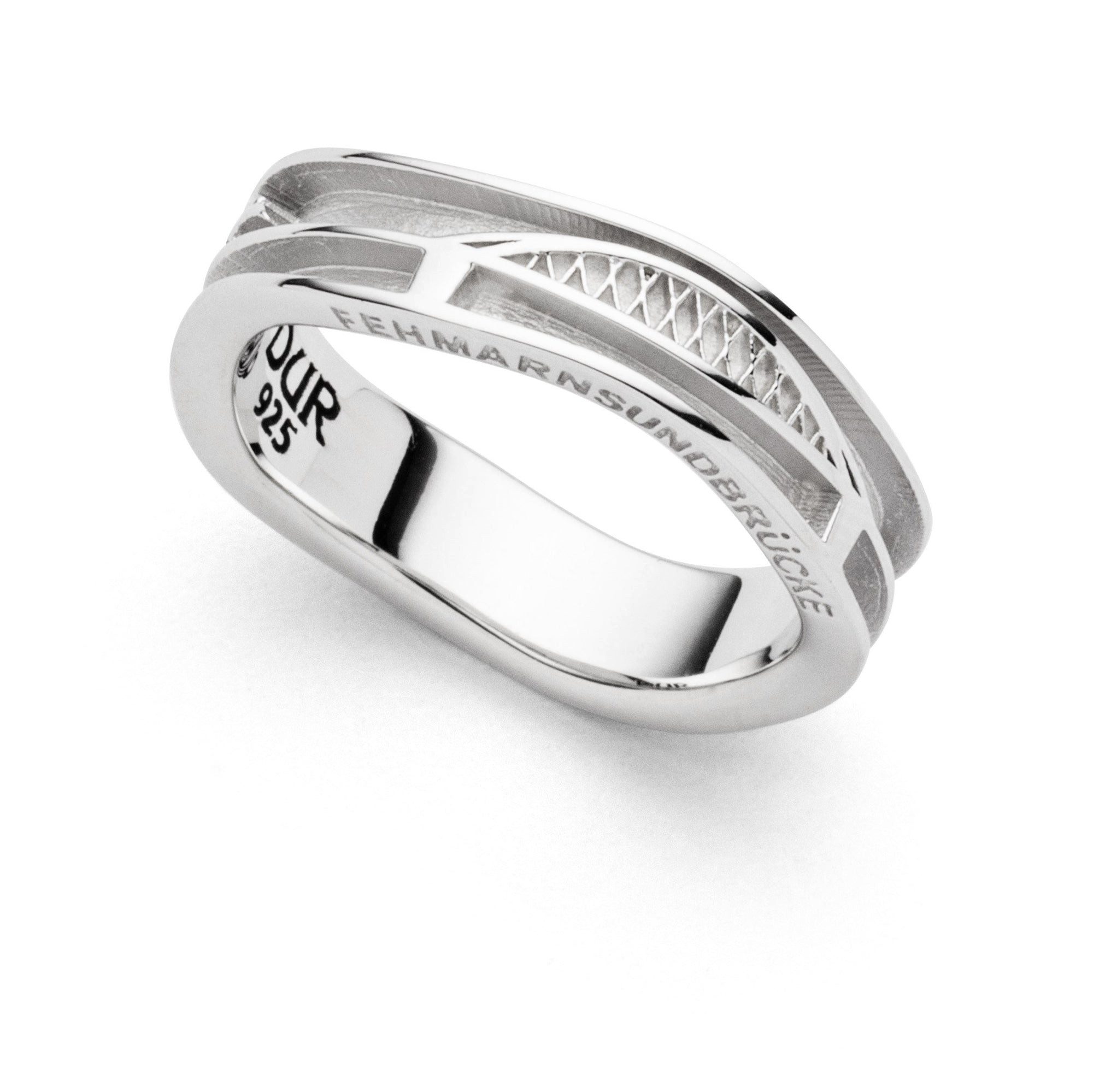 Fingerring DUR Schmuck: Ring Strandwellen "Fehmarnsundbrücke" hell rhodiniert, R5