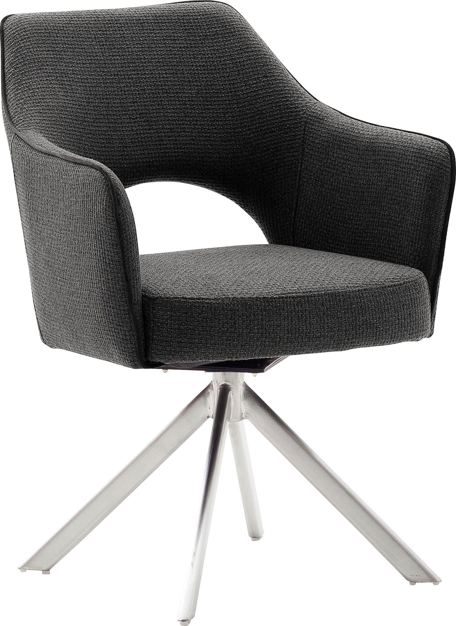 MCA furniture 4-Fußstuhl Nivellierung gebürstet (Set, Edelstahl Tonala 180° 2 Anthrazit | drehbar mit St)