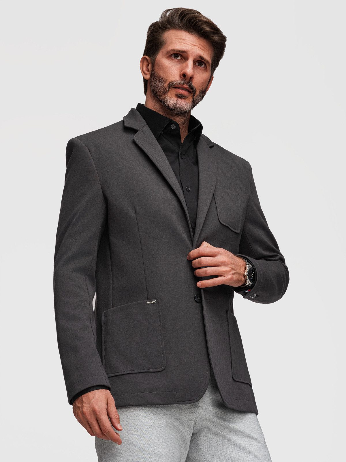 Anzugsakko Herren Sakko Slim Fit Casual Dunkelgrau XL