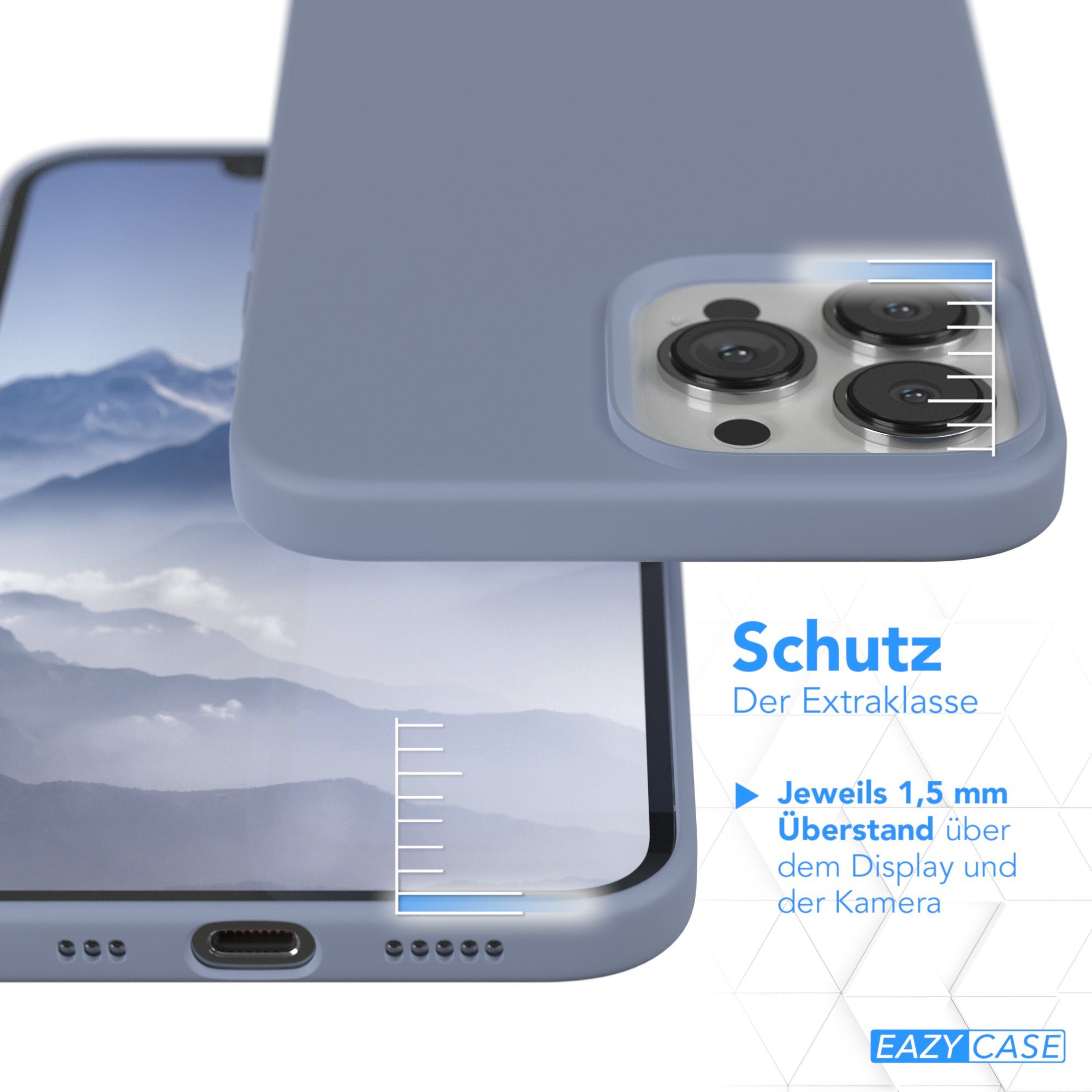 EAZY CASE Handyhülle Premium Silikon Case für Apple iPhone 13 Pro Max 6,7 Zoll, Hülle mit Kameraschutz Bumper Case stoßfest Handy Softcase Eis Blau – Bild 3 von 5