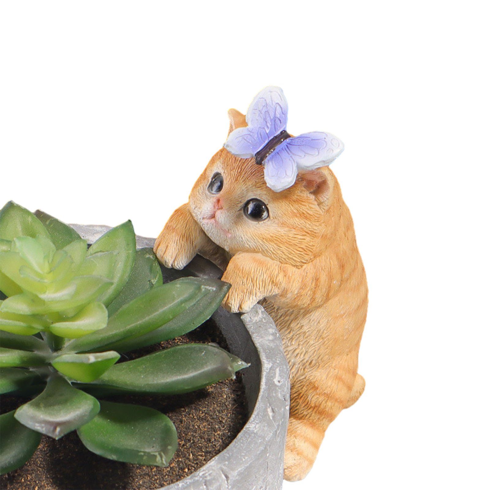 Blusmart Tierfigur Niedliche Katzen-Miniatur-Ornamente, Feengarten-Zubehör Für bs38015