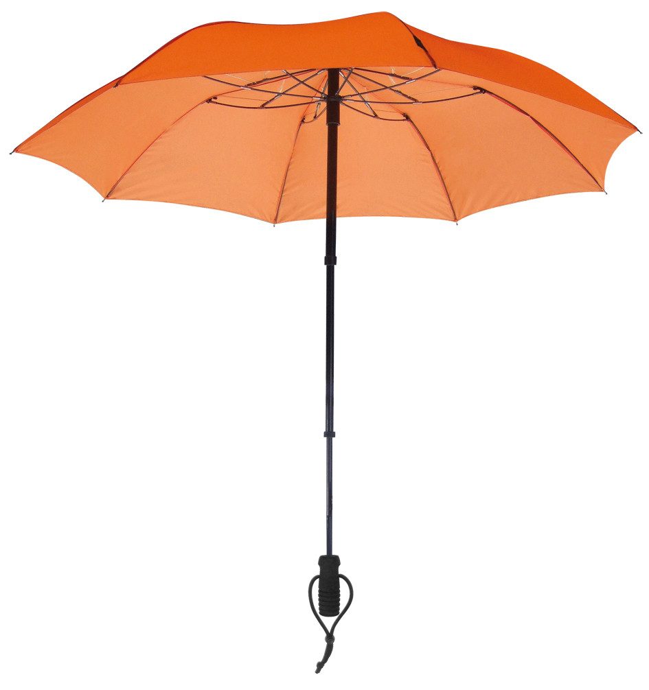 EuroSCHIRM® Taschenregenschirm teleScope handsfree, orange, zweifach ausziehbarer Schaft, handfrei tragbar