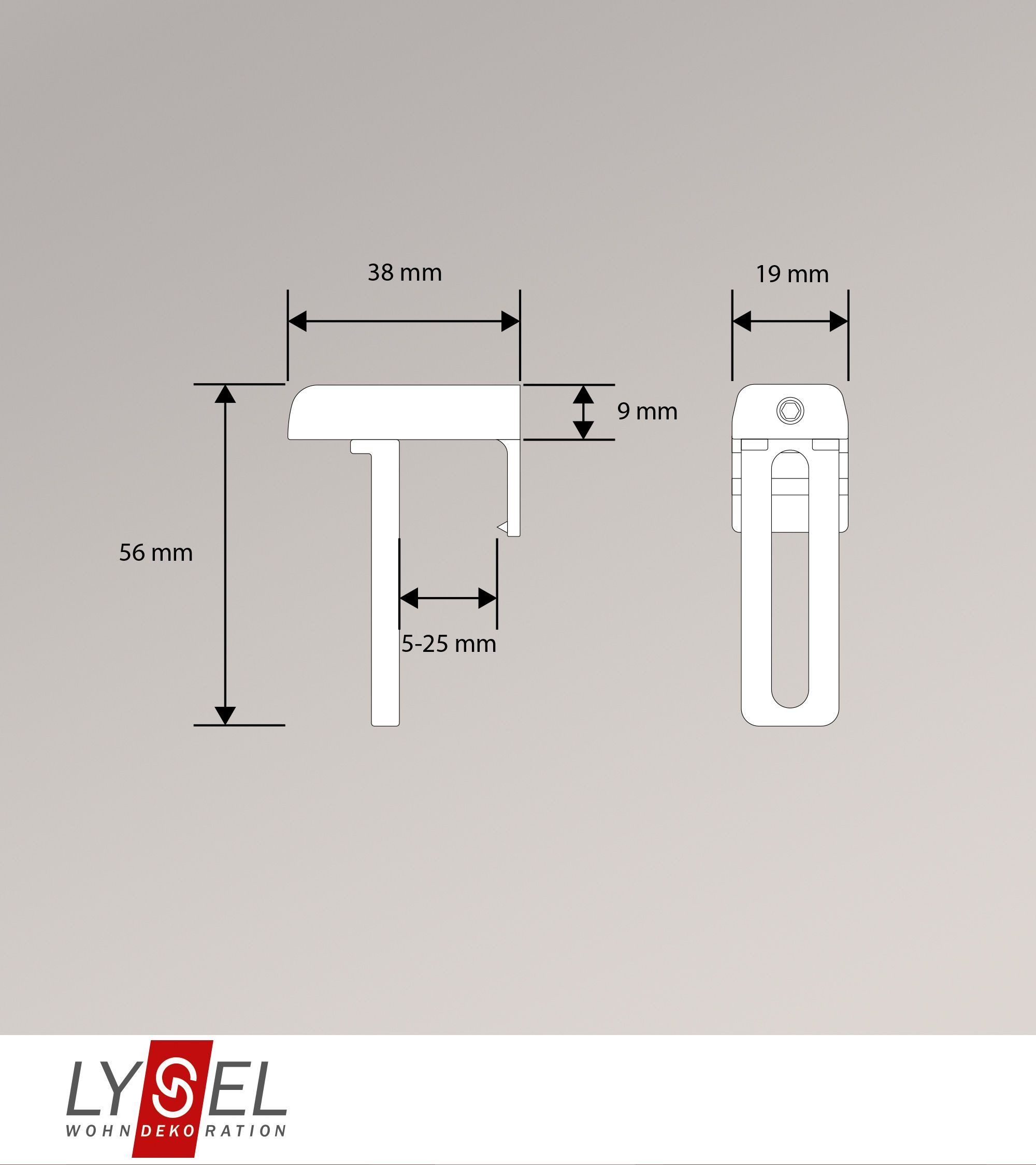 LYSEL® Sichtschutzbefestigung Lysel - Klemmträger, (2-tlg), HxB 56x19mm – Bild 4 von 4