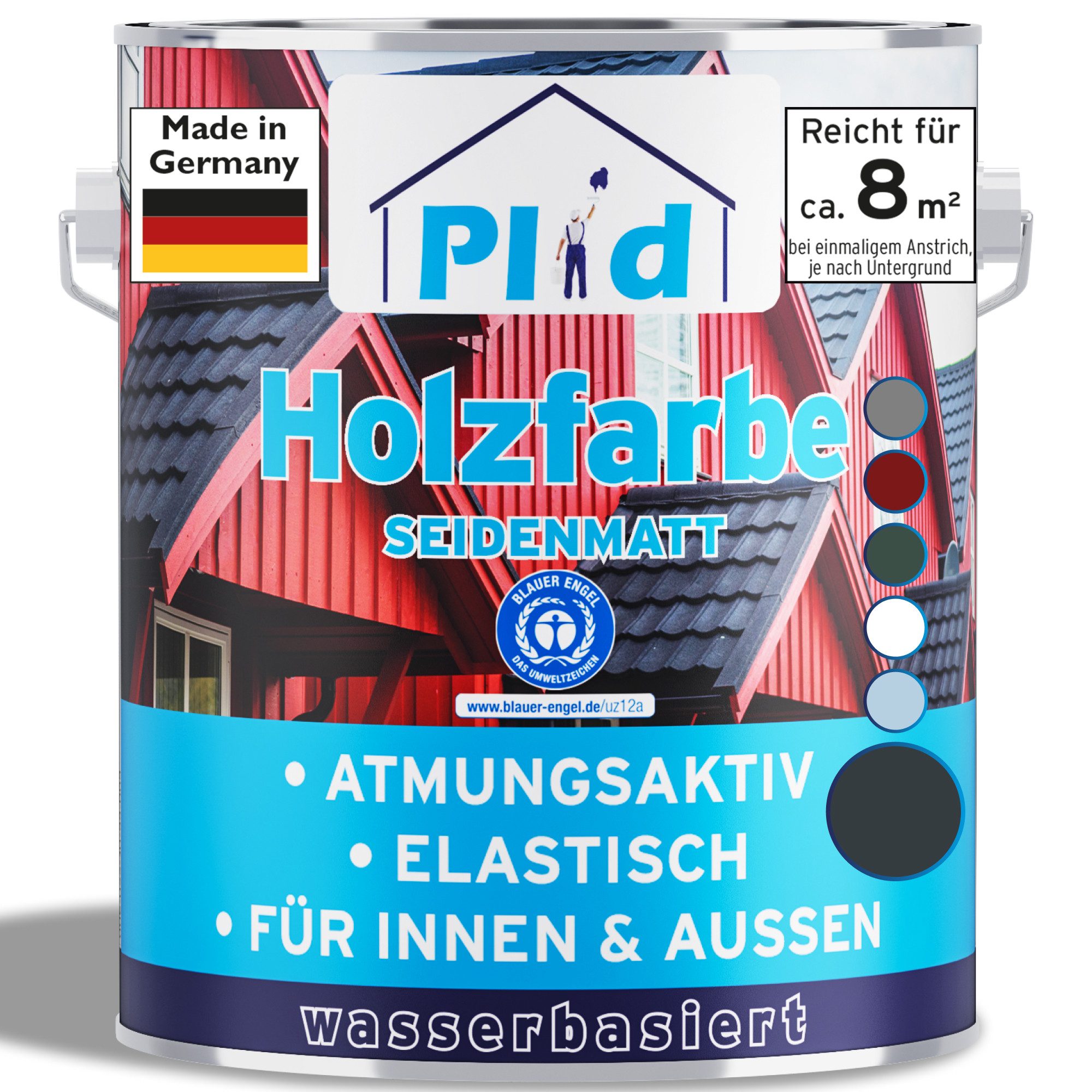 plid Holzlack Holzfarbe Holzlack Schwedenhausfarbe Landhausfarbe Dauerschutzfarbe, Schnelltrocknend, verarbeitungsfertig