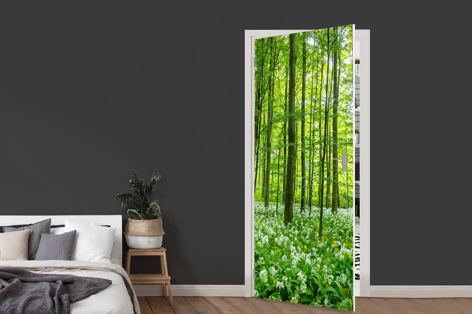 MuchoWow Türtapete Wald - Matt, Fototapete (1 - Bäume Grün, für Türaufkleber, Tür, St), 75x205 cm bedruckt