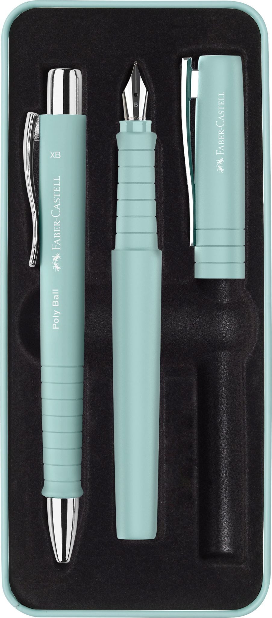 Faber-Castell Füllfederhalter Faber Castell Füller Poly Pen und Kugelschreiber caribicblue