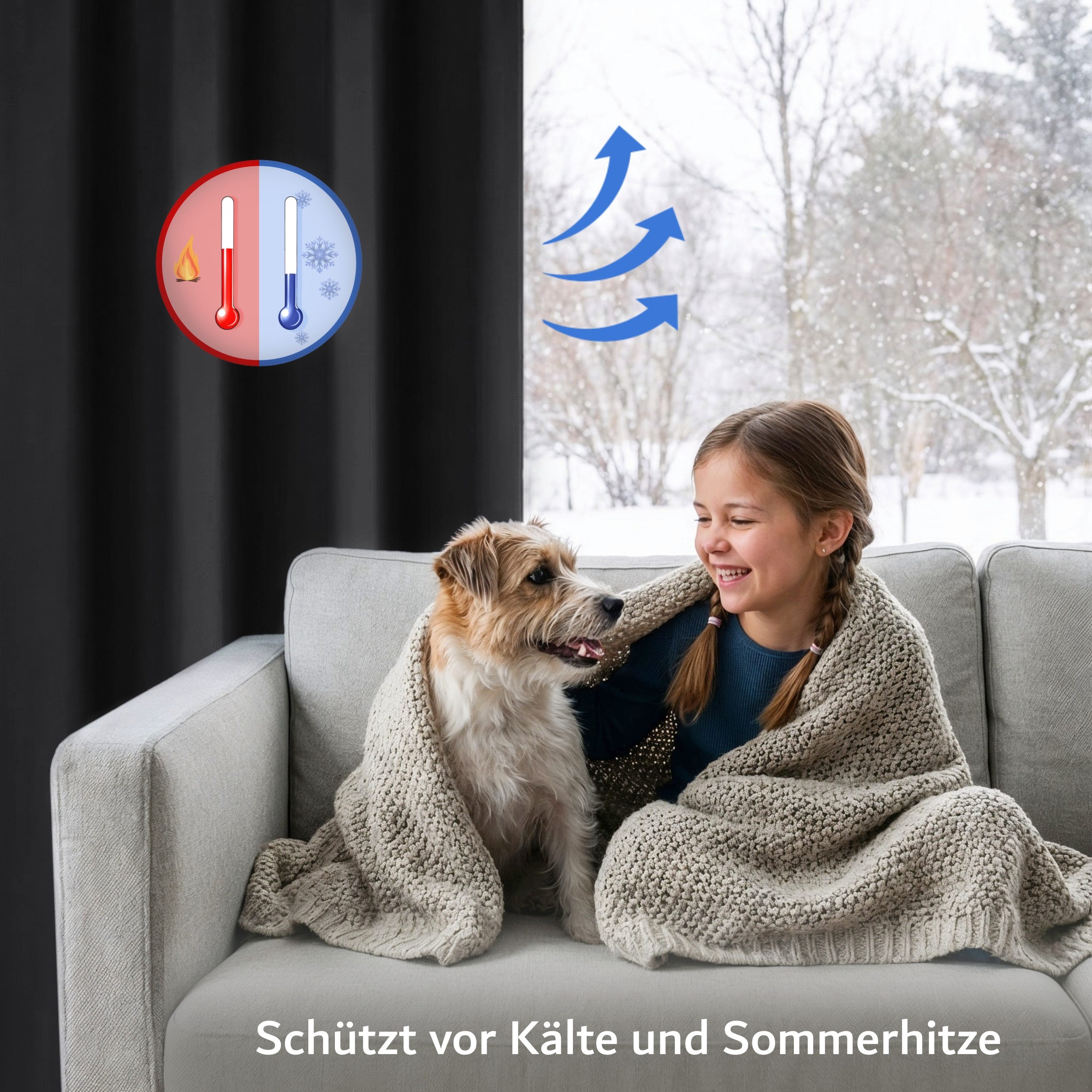 Cozyor Verdunkelungsvorhang 2er-Set inkl. 2 Magnethalter, thermoisolierend, Gardinen blickdicht (2 St), Ösen, verdunkelnd, Mikrofaser Polyester, Gardinen Thermo – Bild 4 von 5