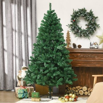 HOMCOM Künstlicher Weihnachtsbaum Christbaum 1000 Zweige Metallfuß PVC, Kunsttanne, 115 x 180 cm (BxH), grün