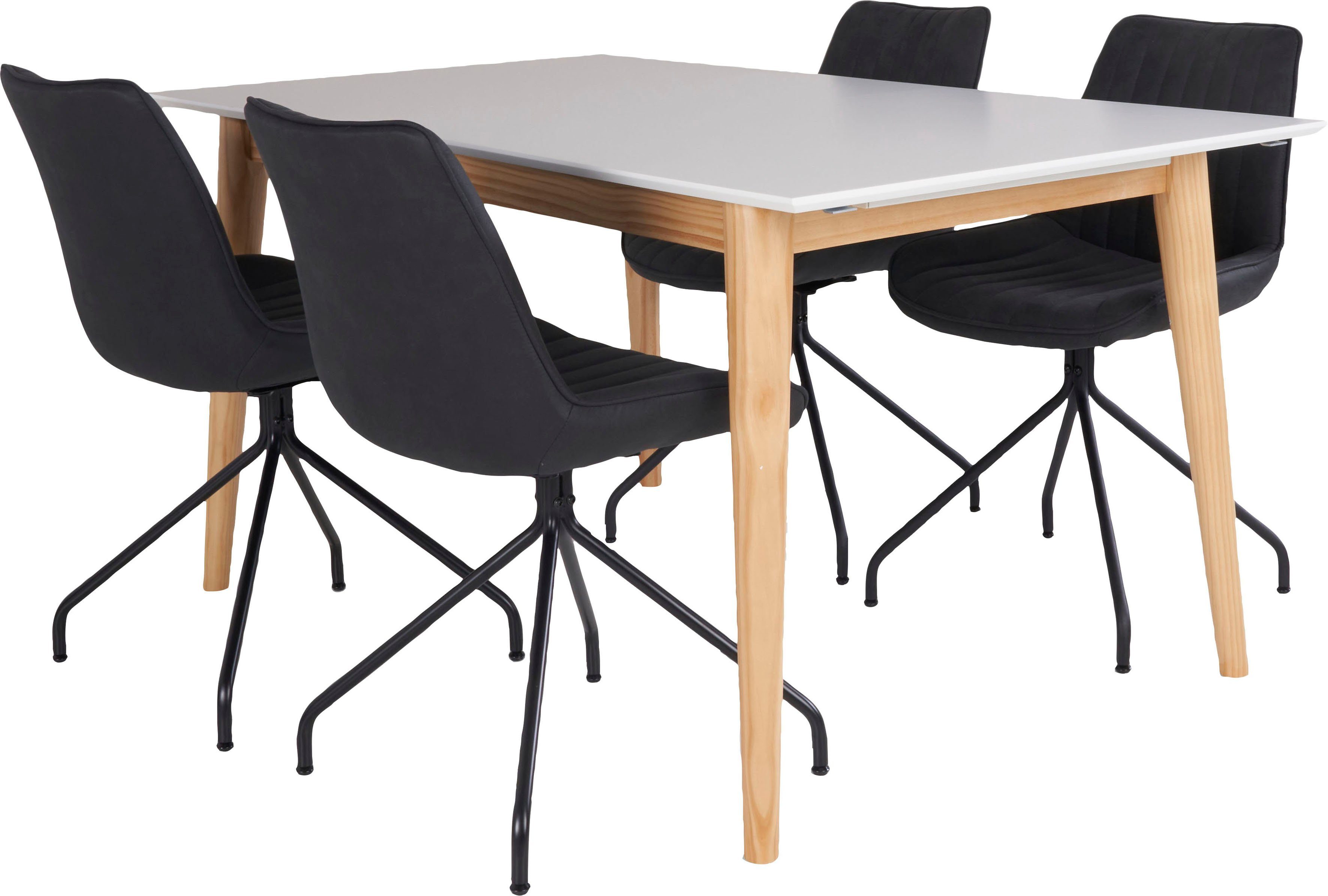 Homexperts Essgruppe Odense, (Set, schwarz/weiß mit Tisch ausziehbarem 5-tlg)