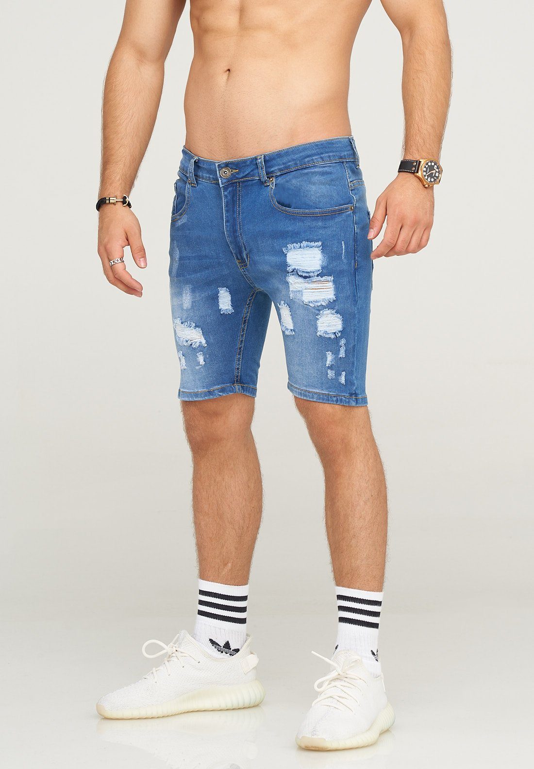 SOULSTAR Shorts GLASGOW mit trendigen Destroyed-Parts blau | Shorts