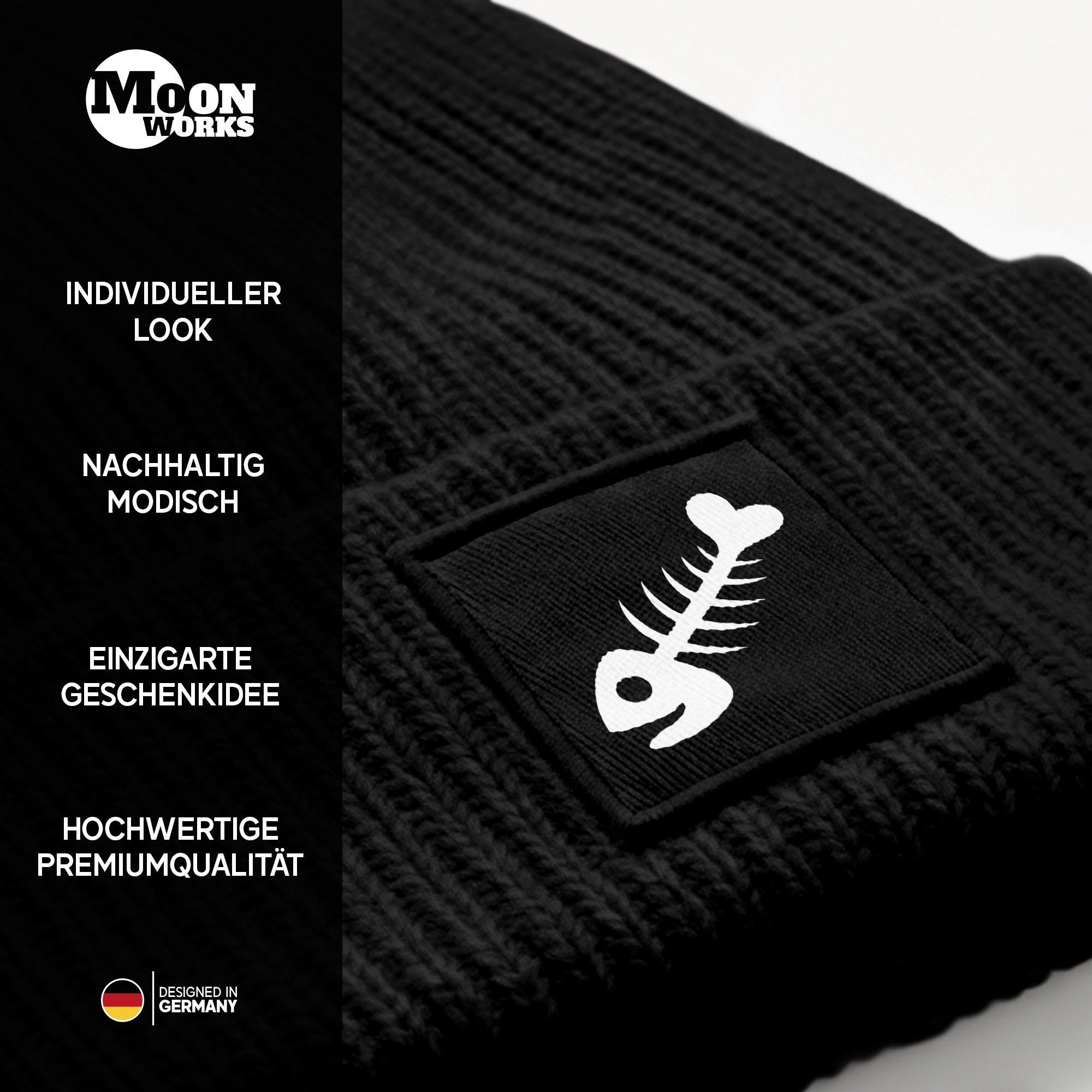 MoonWorks Strickmütze Herren Beanie mit Grafik Print Patch Bedruckt mit Fis günstig online kaufen