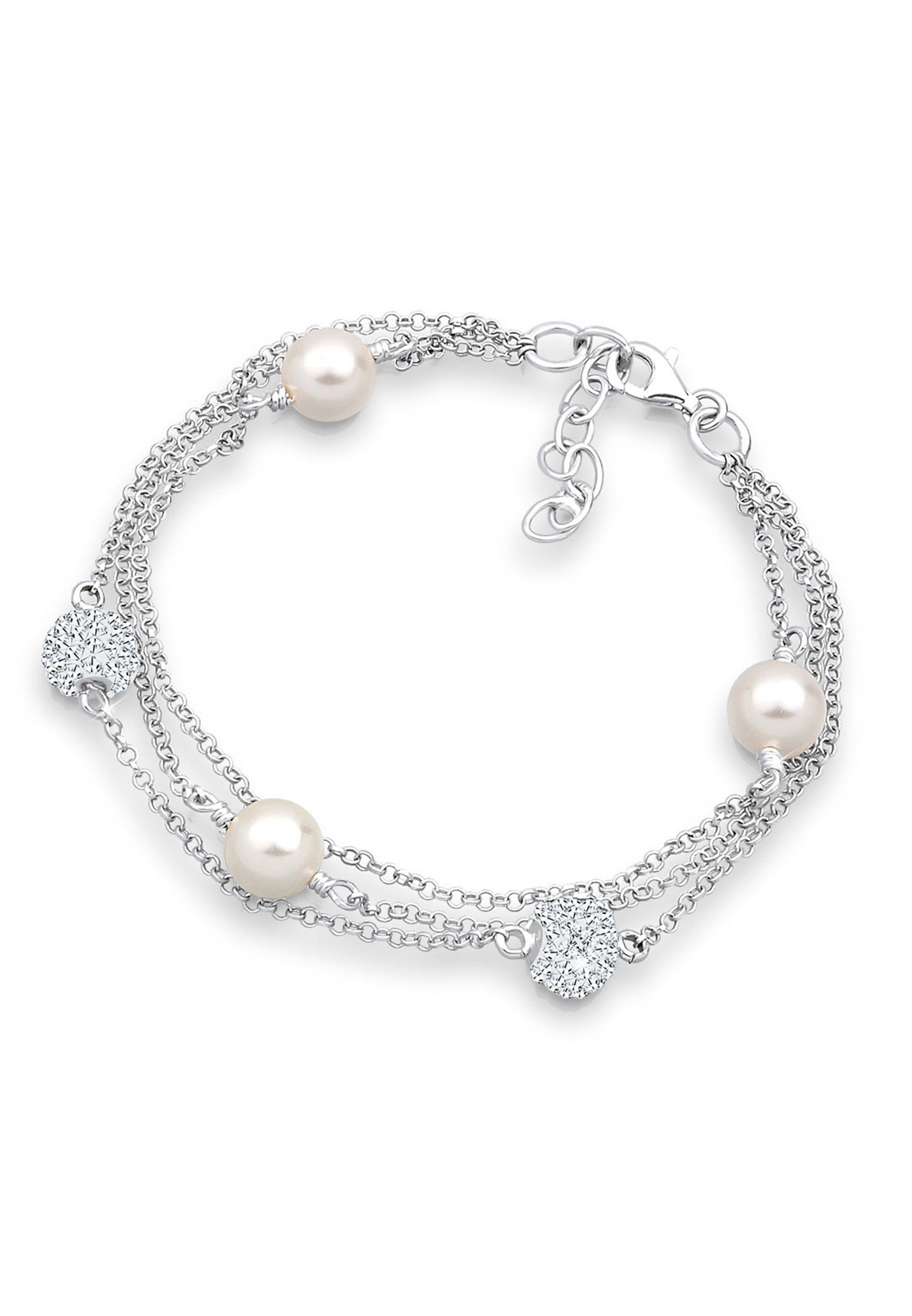 925 Elegant Silber Elli Kugel Perlen Armband synthetischen