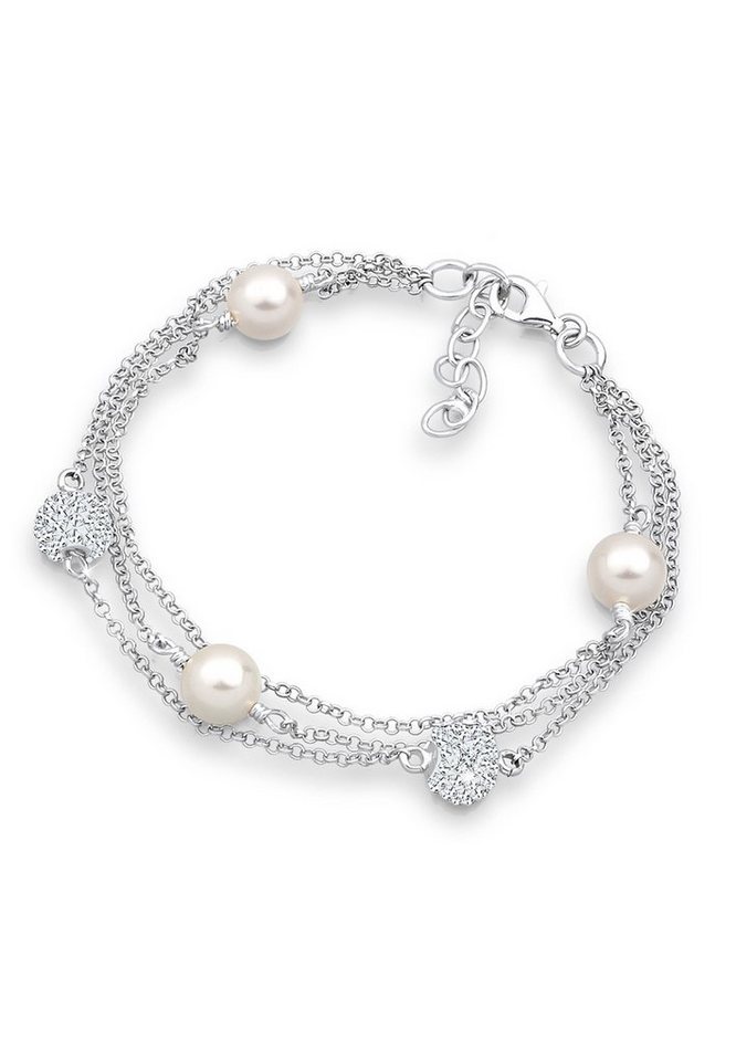 Elli Armband Kugel Elegant synthetischen Perlen 925 Silber, In sehr  hochwertiger Juweliersqualität gefertigt