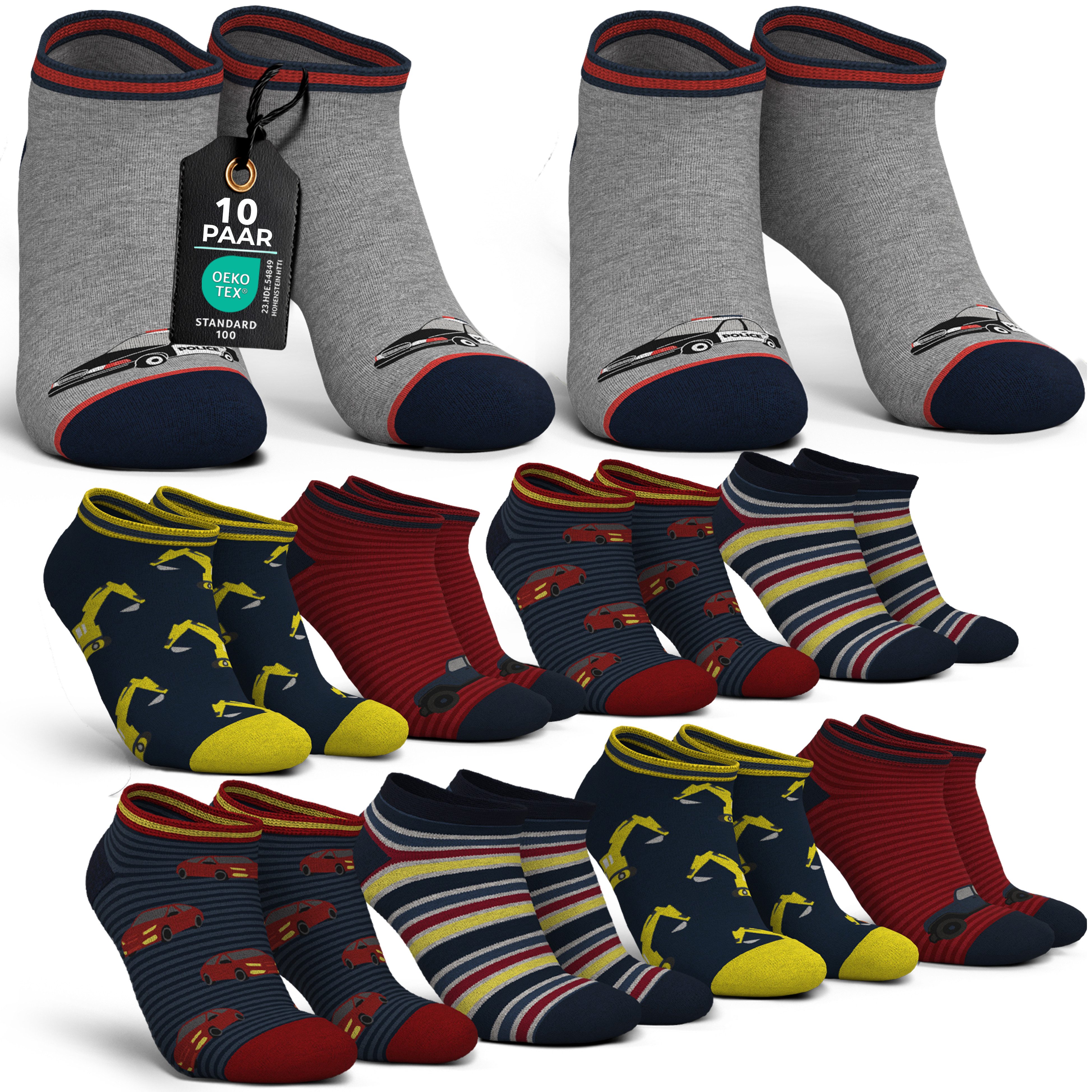 MEDOLY Sneakersocken für Kinder (10 Paar) Socken Mädchen & Jungen, aus 72% Baumwolle - ohne einschneidenden Bund