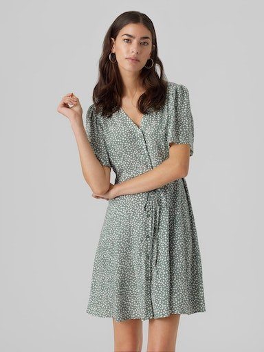 Vero Moda Minikleid VMALBA SS SHORT DRESS WVN NOOS Laurel Wreath AOP:Joey