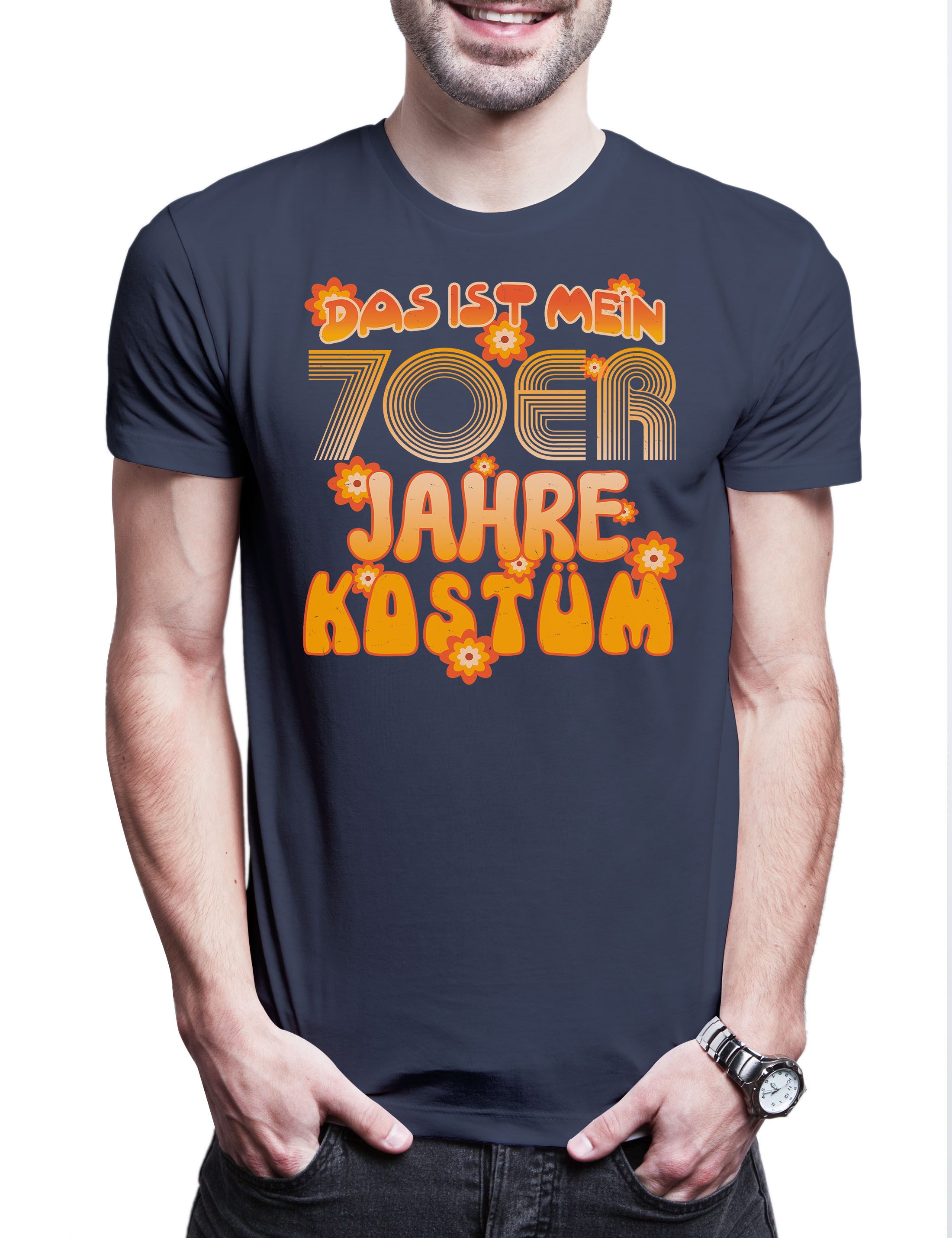 Print-Shirt Das ist mein 70er Jahre Kostüm Herren T-Shirt Siebziger Hippie