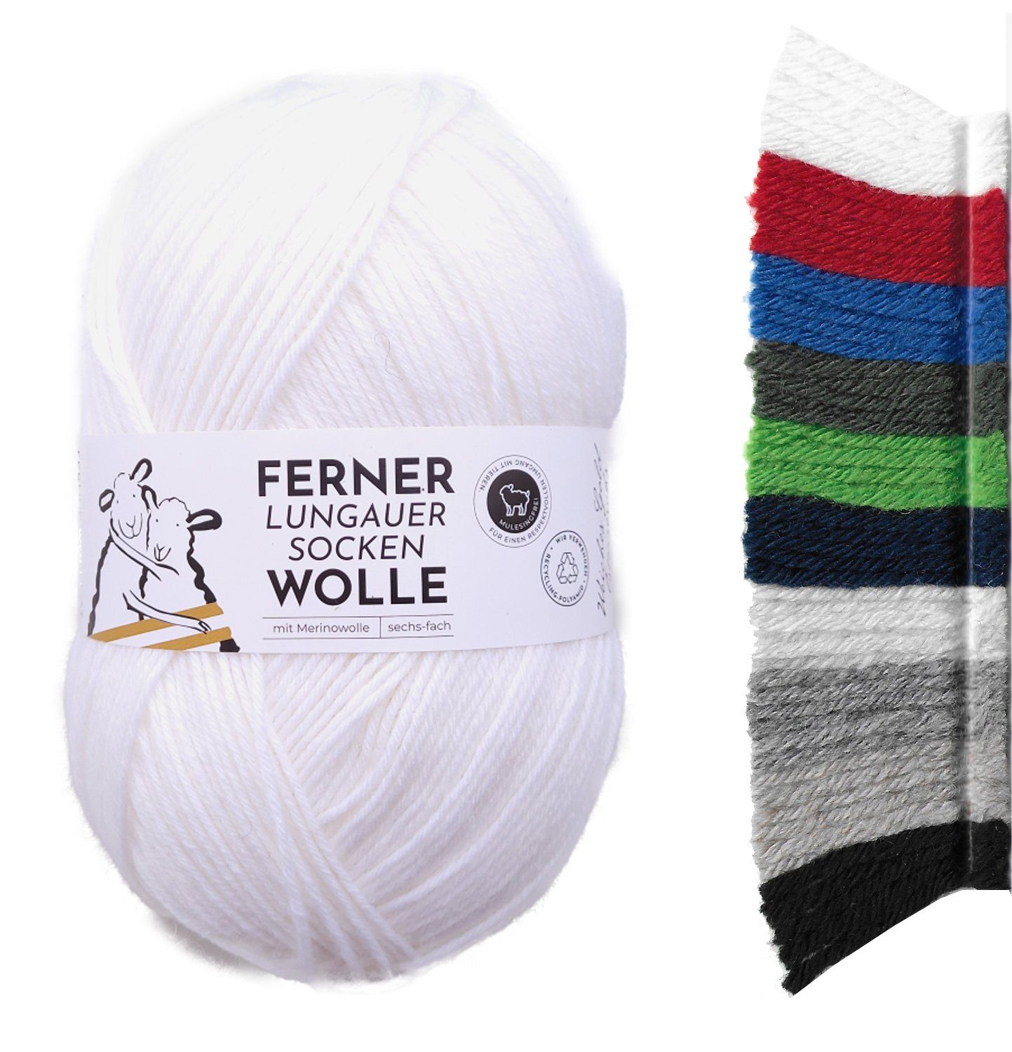 Ferner Wolle dicke Sockenwolle 6 fädig uni, zum Stricken & Häkeln mit Merinowolle Häkelwolle, 425,00 m (150g Strumpfwolle, Sockengarn 6-fach (6-ply), mit mulesingfreier Wolle