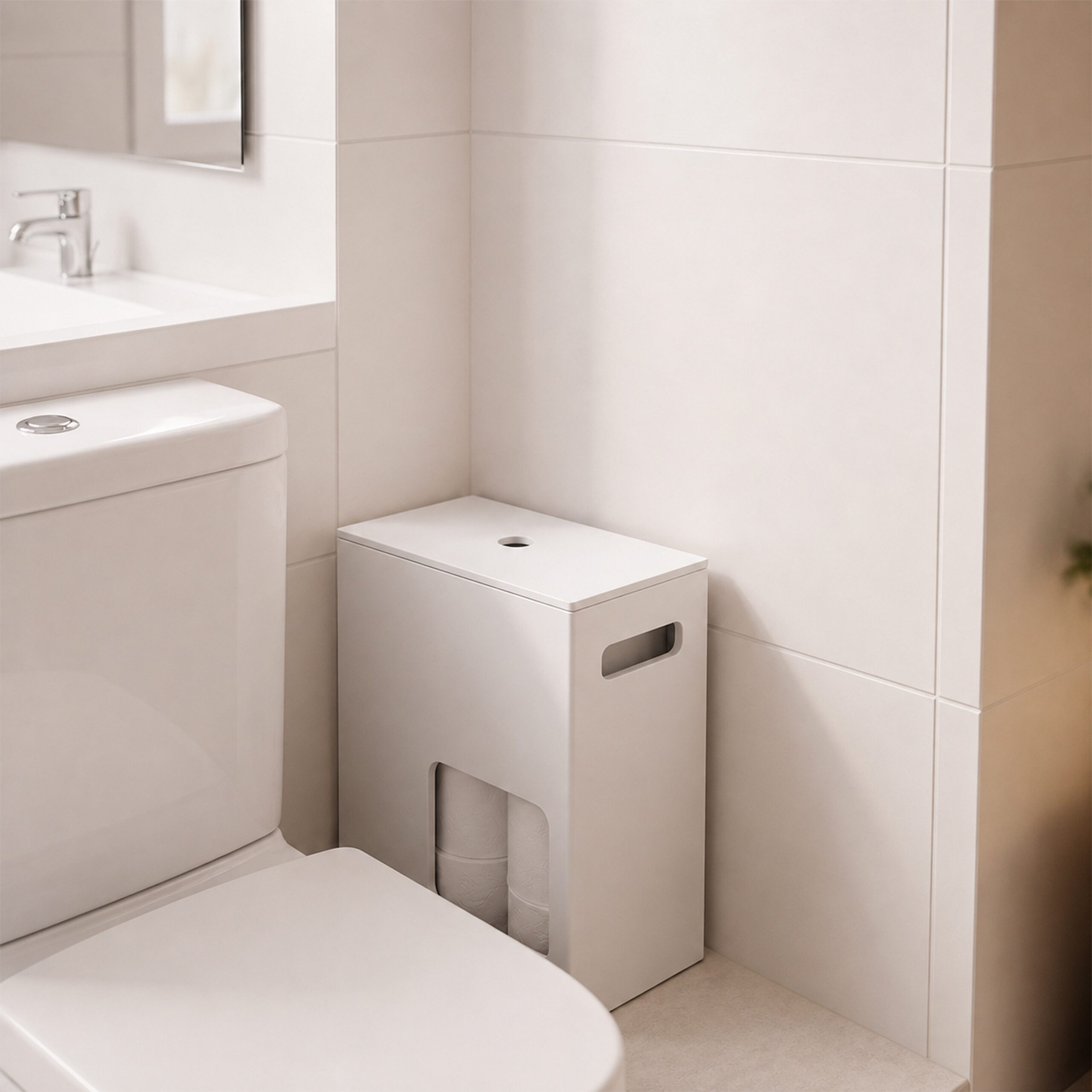relaxdays Toiletten-Ersatzrollenhalter Toilettenpapier Aufbewahrung 8 Rollen (8-St), weiß – Bild 5 von 5