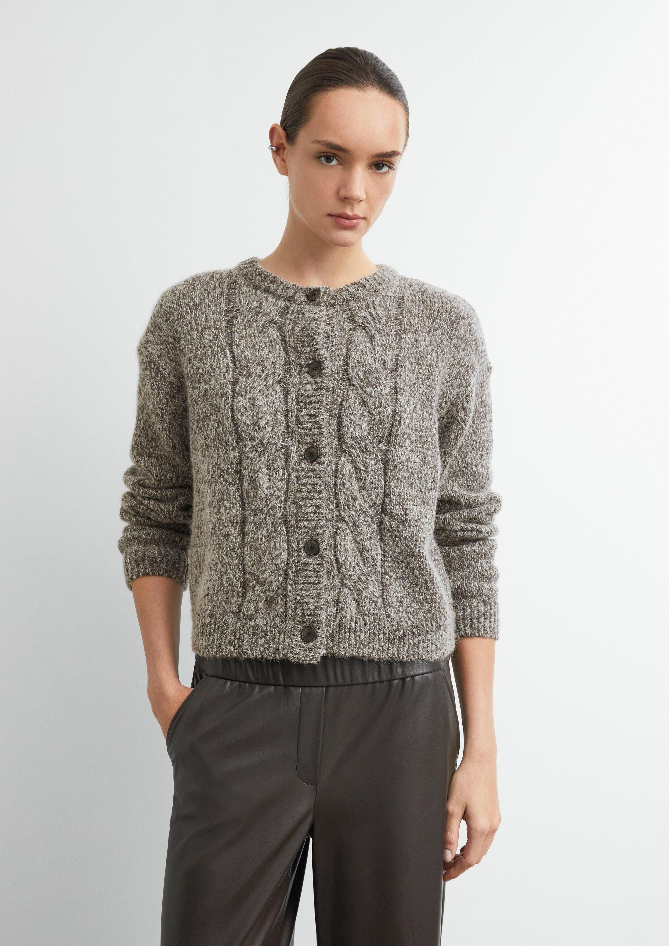 comma Cardigan Strickjacke Mouliné-Cardigan mit Zopfmuster