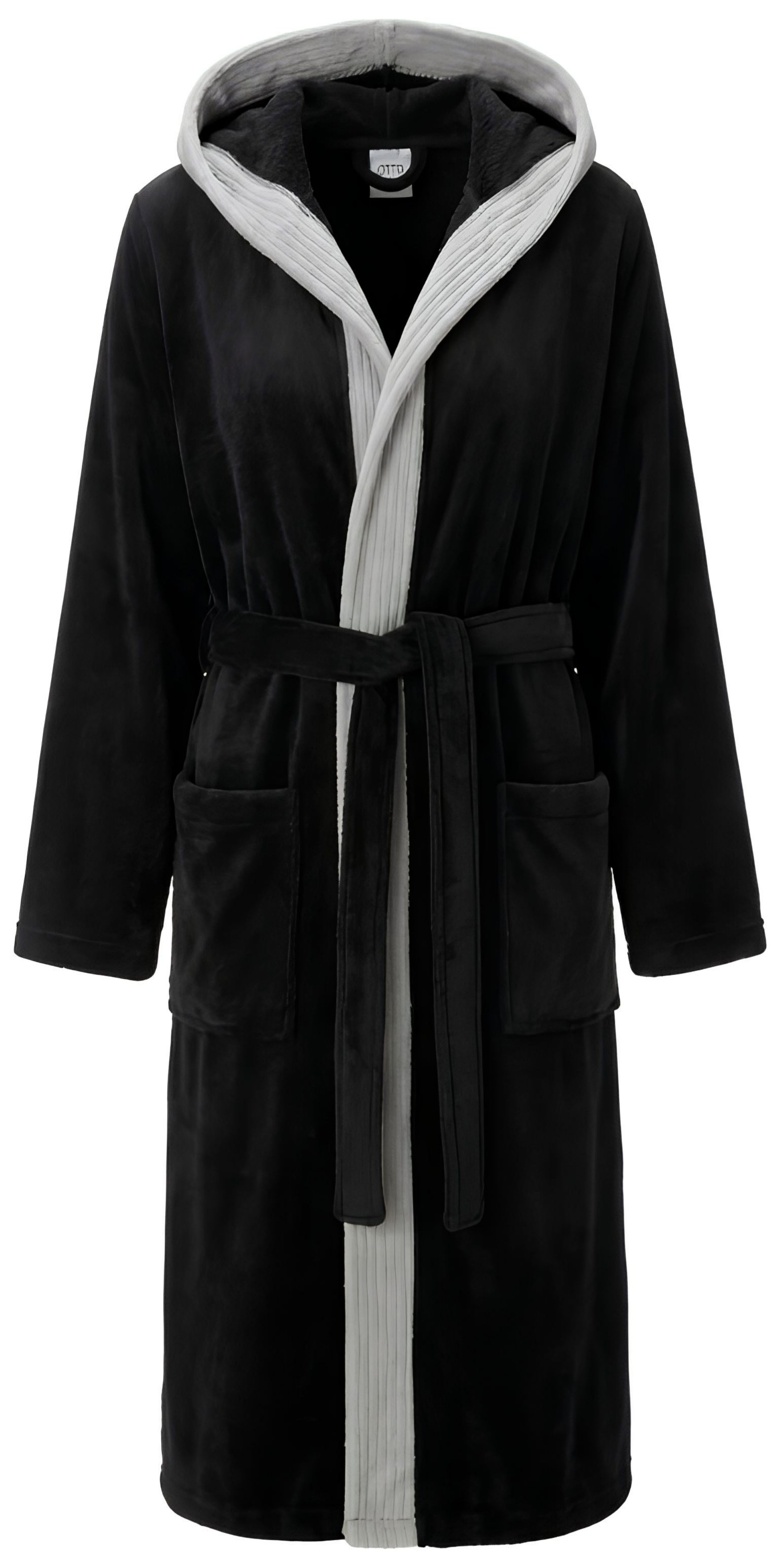 OTTO home Unisex-Bademantel Miia, ideal für Sauna, Spa & im Urlaub, Langform, Microfaser, Kapuze, Gürtel, weich und kuschelig, plüsch, für Damen und Herren, S-XL
