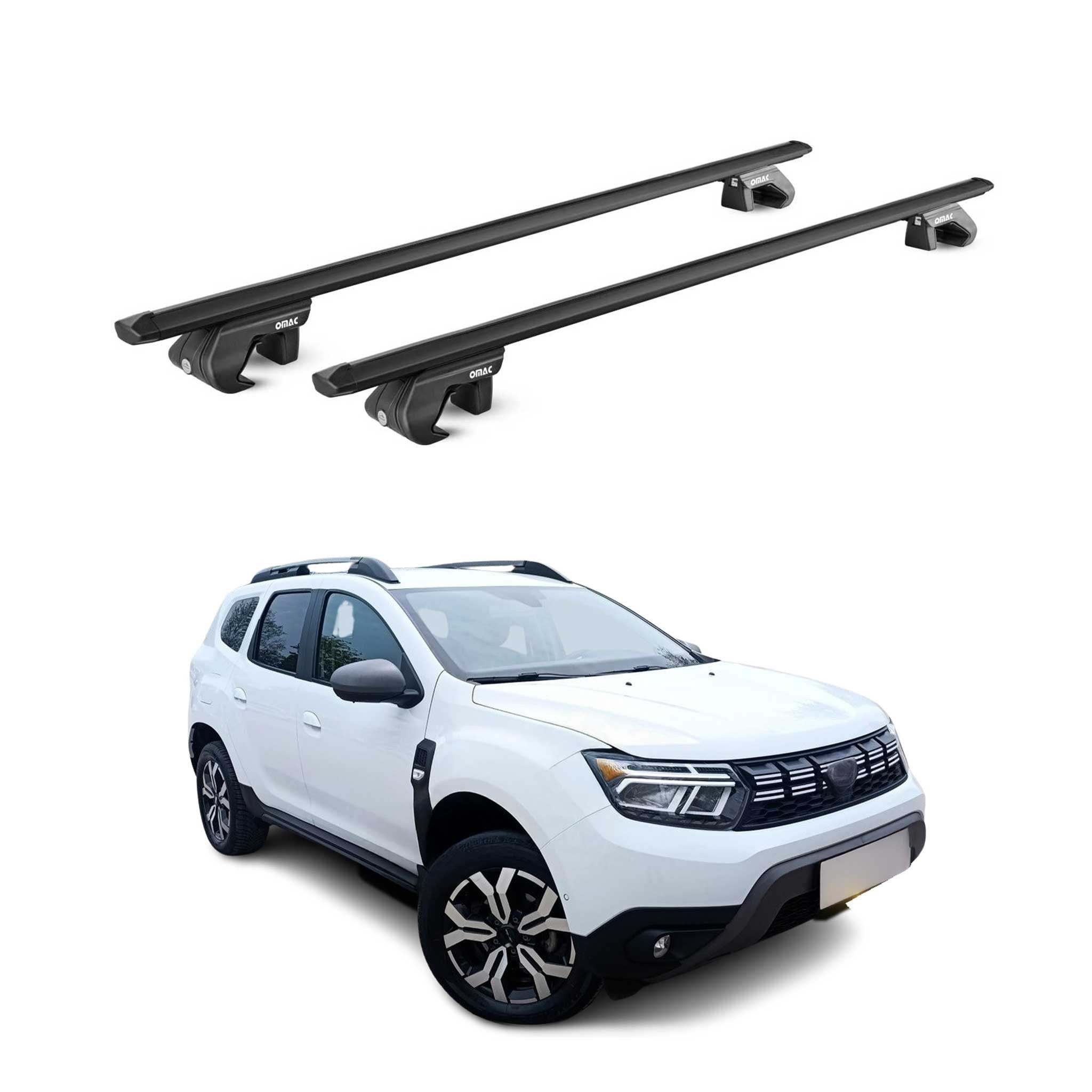 OMAC Dachträger Dachträger Grundtäger für Dacia Duster mk3 2024-2025 90kg Alu 2x ABE (2-St), Wasserbeständig,Abnehmbar,Multifunktional,Leichtgewichtig