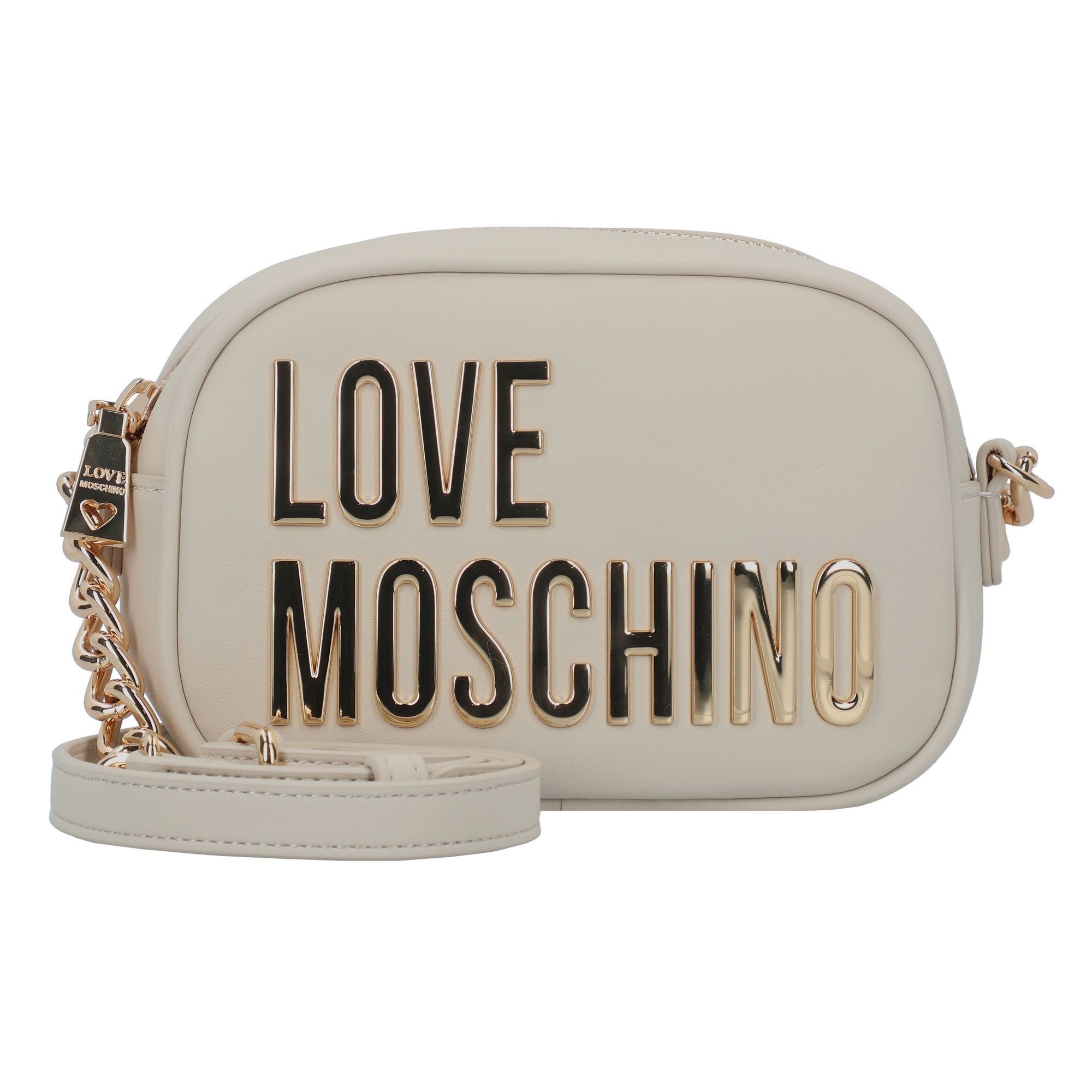 Love Moschino Damen Schultertasche JC4233PP0H – Elegante Mini-Tasche Aus Satin Mit Strass-Kette