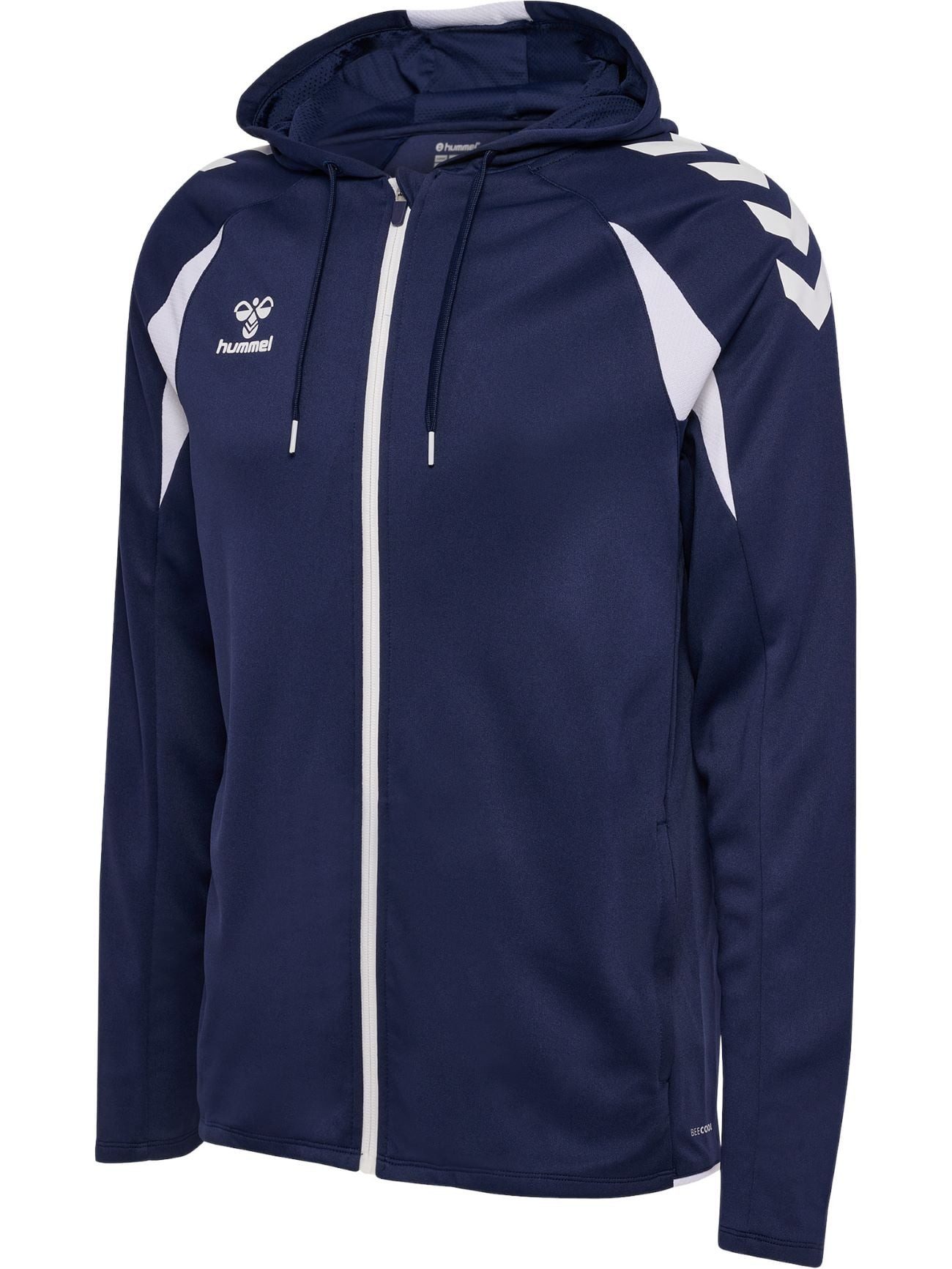 Kapuzenpullover hmlCORE 2.0 Full-Zip Hoodie (100% rec. Polyester) marineblau/weiss