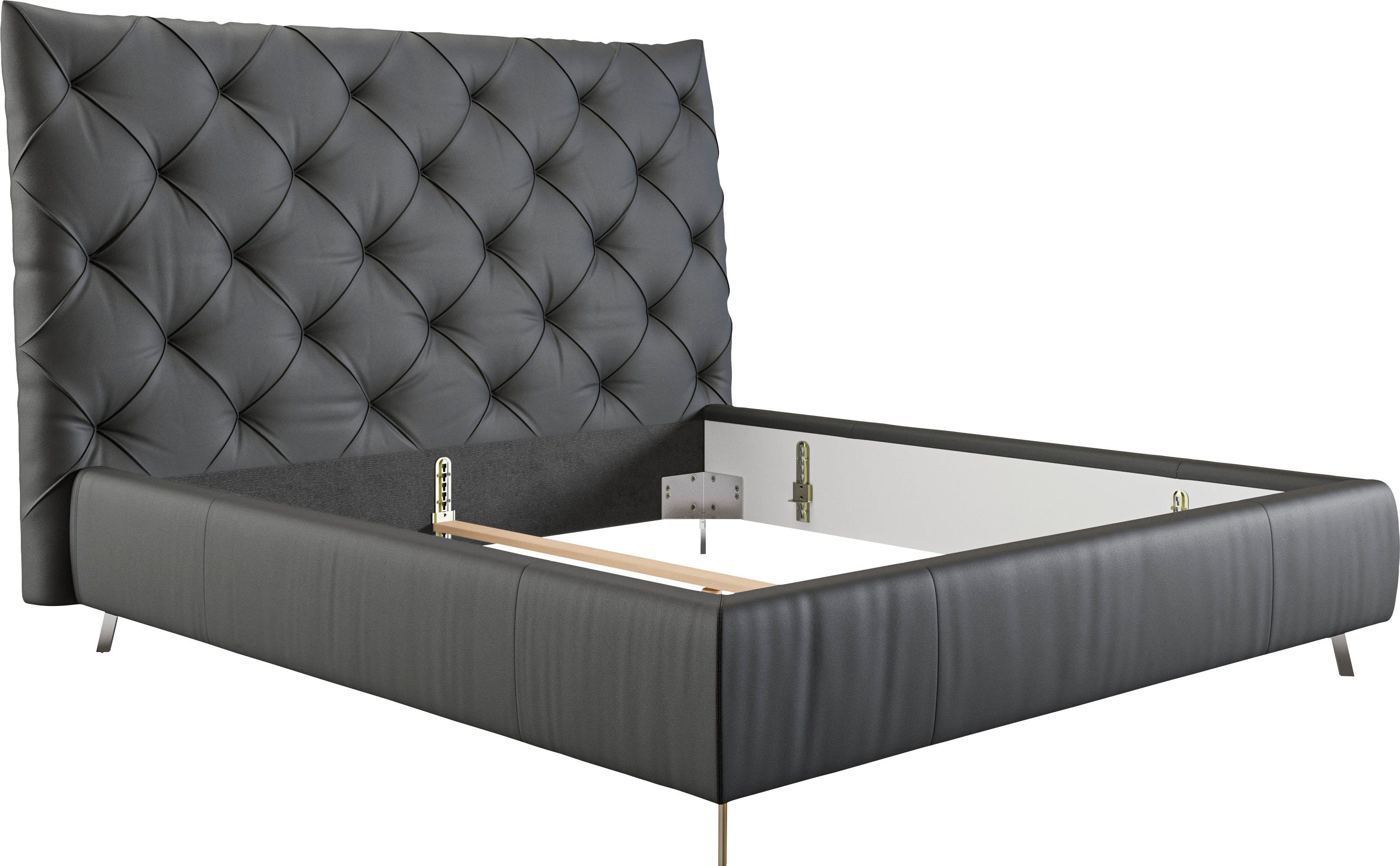 Home affaire Polsterbett Elloree, in 4 Breiten, hinten mit Originalstoff bezogen, auch in Leder, Kopfteilhöhe 143cm, belastbar bis 280 kg, auch in Überlänge 220cm