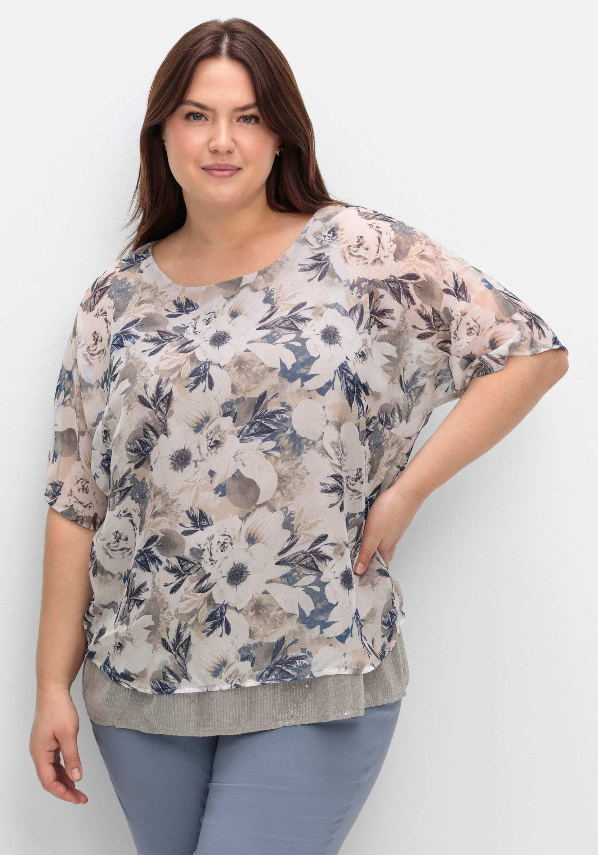 Sieh an! Klassische Bluse 2-in-1-Bluse Kurzarm
