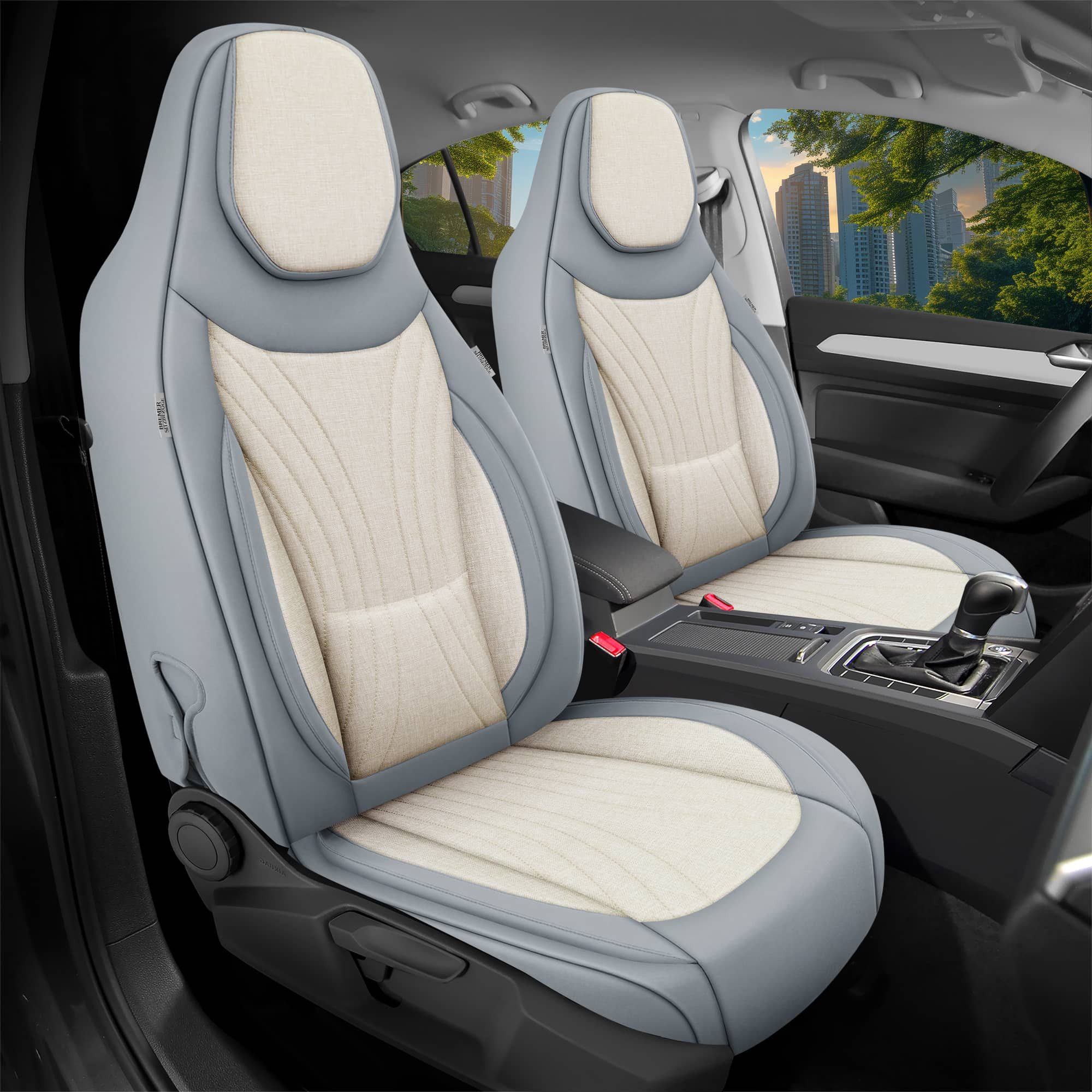 BREMER SITZBEZÜGE Autositzbezug für VW Bora Bj 1998-05 (C3), Set, Schonbezüge Sitzbezüge Fahrer und Beifahrer, in Schwarz/Beige